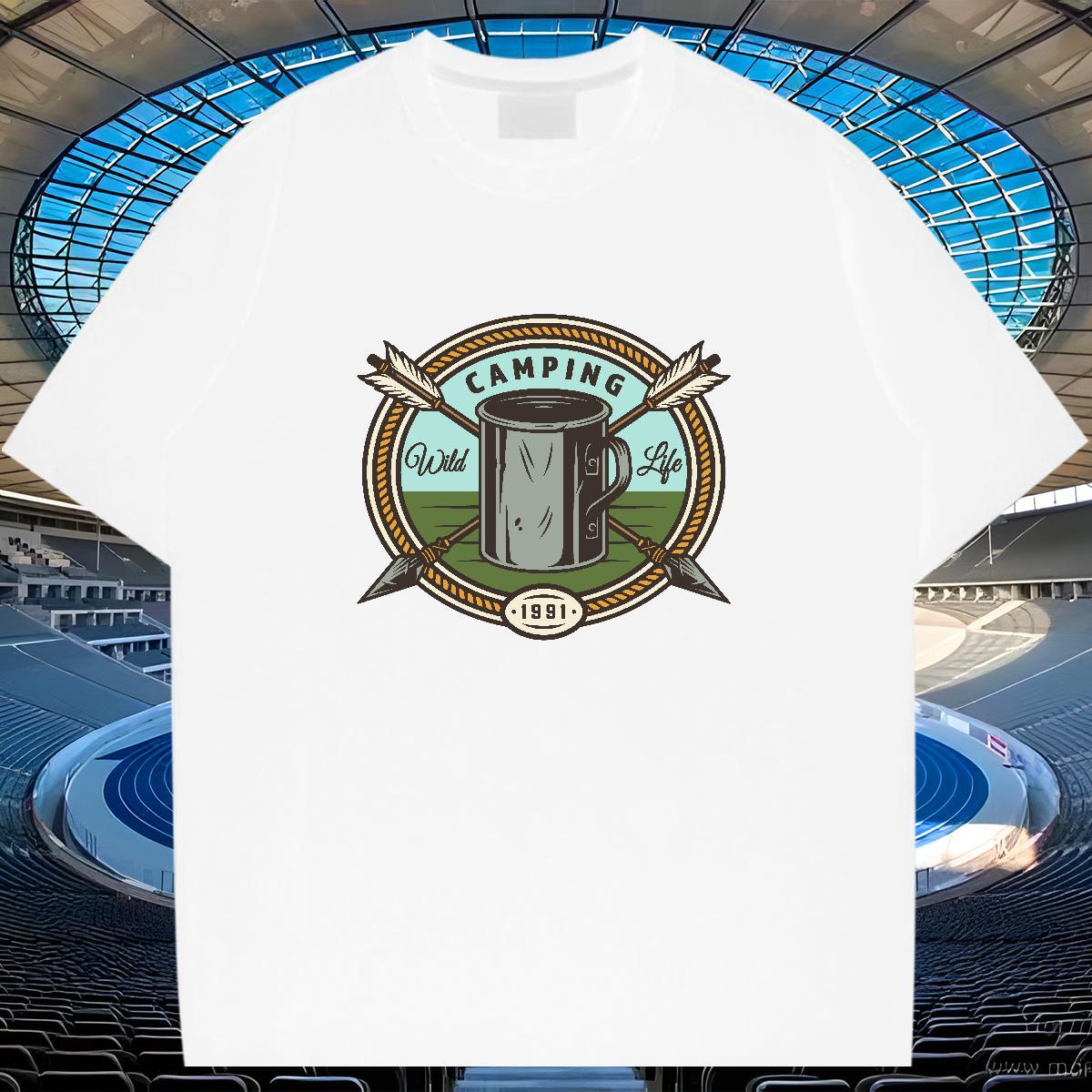 Wholesale Tshirts 230g Pure Cotton Casual Beach tool Custom Print Plus Size O Neck Short Sleeves Fashion Design T shirt Top Tees