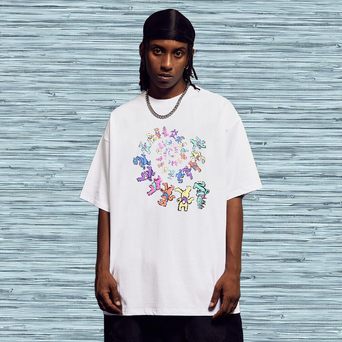 Mens T Shirts 100% Cotton 230g letter Casual Daily Wear Pure Cotton Floral Print Men Clothes T-Shirt 2024 TOP Quality Tops Shirt