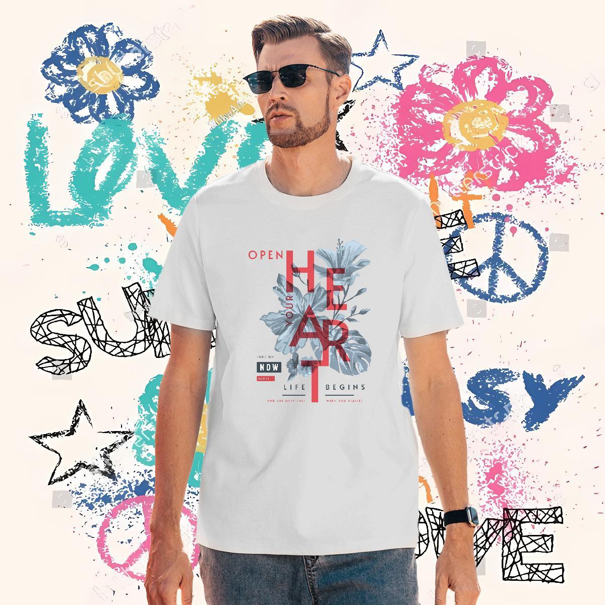 Customized T shirt 230g Cotton tree Street Wear Tee Shirt Pure Cotton Loose Fit Men Tees Custom Print Plus Size