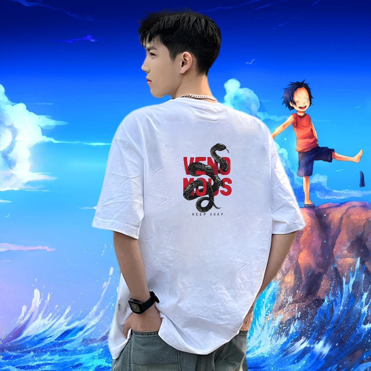 2024 New T-Shirts 230g Pure Cotton snake Street Casual Tshirts O Neck Short Sleeves Designer Men Tops Tees DIY Printed