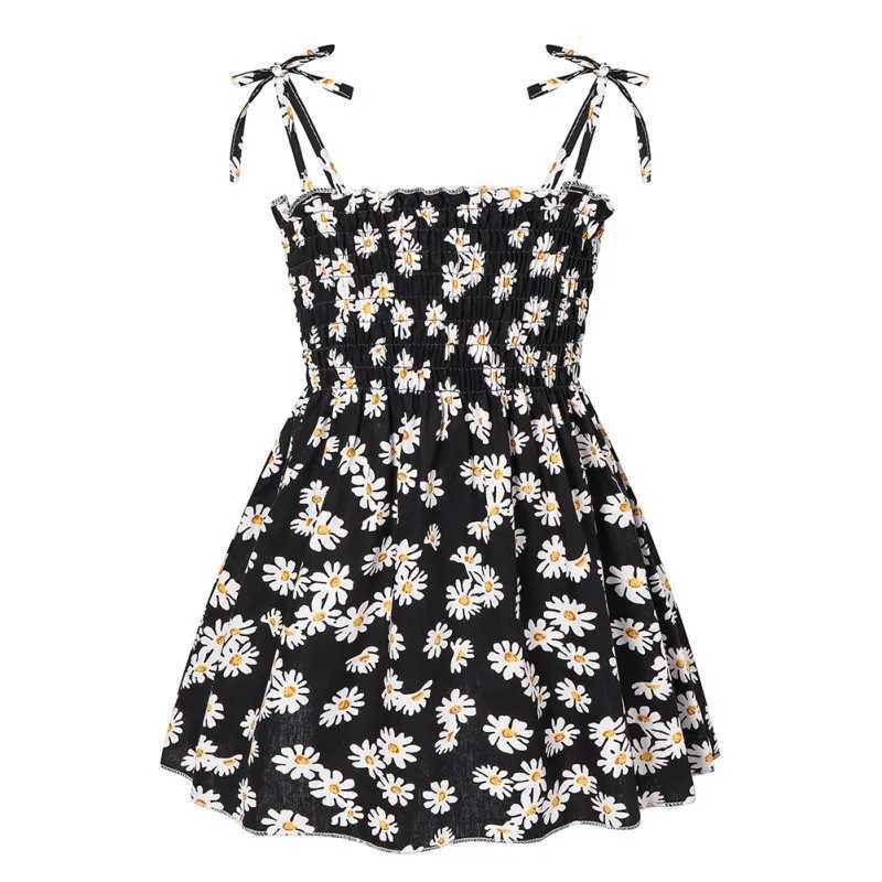 2023 Summer Girls Casual Dress Daisy Print Pendant Baby Sleeveless Flower Beach Dress Childrens Baby ClothingW240720