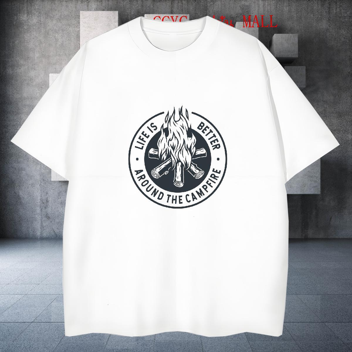 Unisex Men Tshirts 230g Cotton Beach letter Plus Size Cartoon Breathable Crew Neck Customized Men T Shirts Tops Shirt