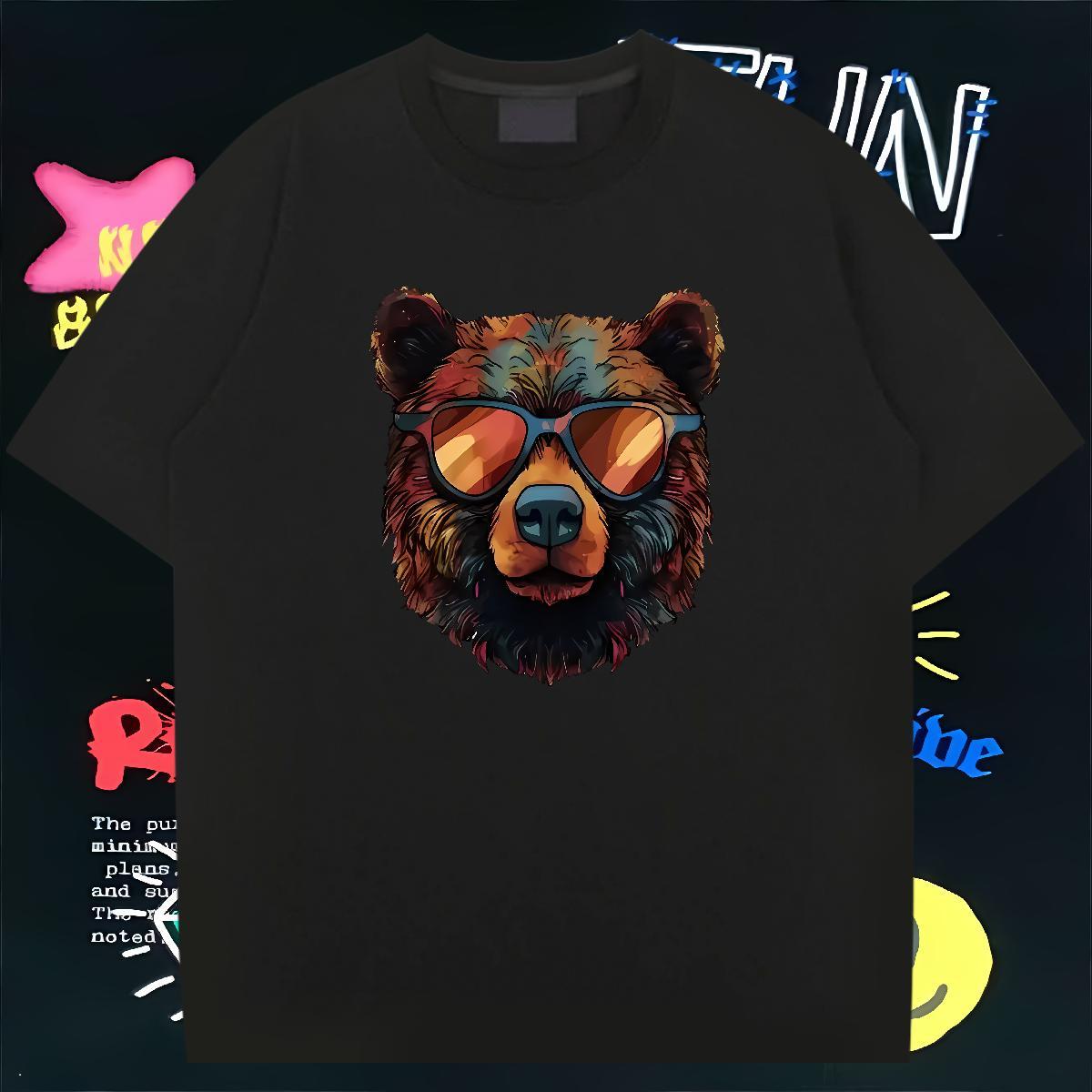 DIY Customized T shirt 100% Cotton 230g bear Casual Beach Tops Tees Breathable Short Sleeve Cool Mens Tshirts Black White