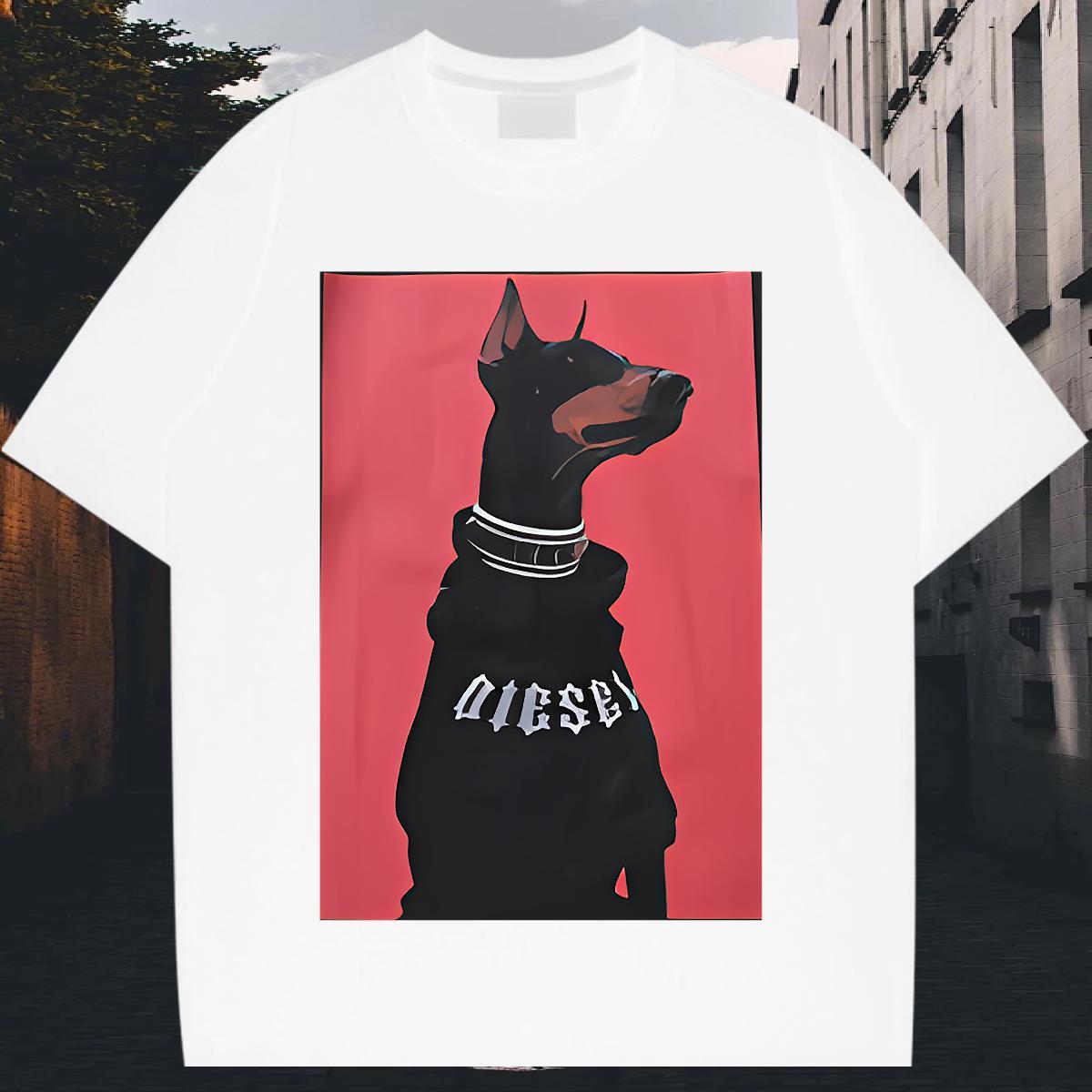 Free Shipping Tshirt for Man Woman 100% Cotton 230g Street wear Hip Hop dog Floral Print Breathable Crew Neck New T-Shirts Tshirts