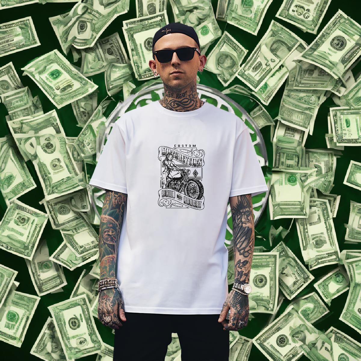 High Quality Men Tops Tees 230g Pure Cotton Beach car DIY Logo Oversized Short Sleeve O-Neck Brand T-Shirts for Men Tees Shirts