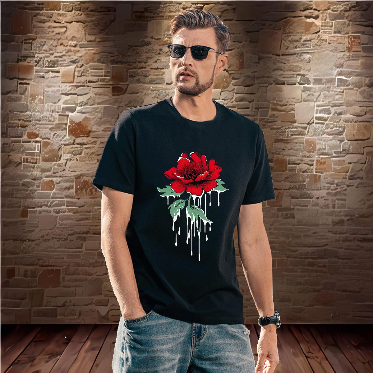 Designer Fashion Man T Shirts 100% Cotton 230g flower High Street Hip Hop Polos Round Neck Short Sleeve Classic Men Tees Customized Print