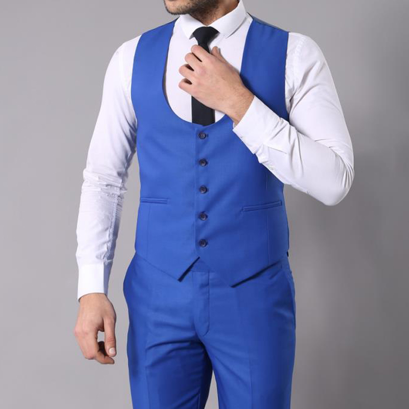 Customize Royal Blue Groom Tuxedos Wedding Prom Dinner Groomsmen Suits Men Blazer Waistcoat Trousers Sets W1882