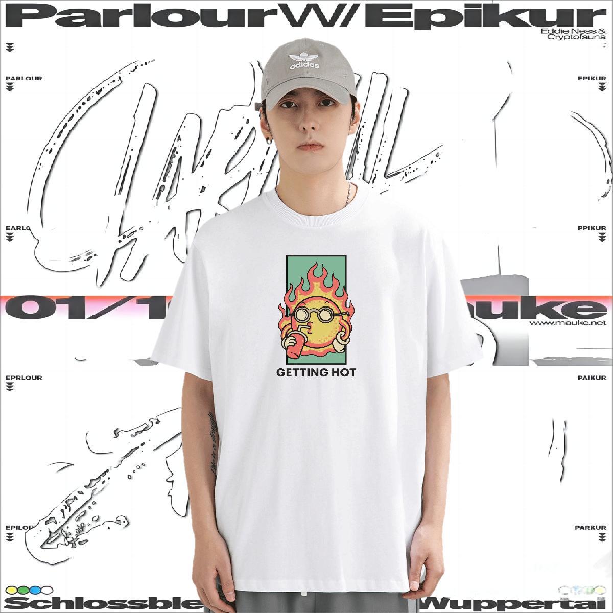 Men T Shirts 100% Cotton 230g icon Street Breathable Cartoon Print Men Tops Tees Wholesale Popular Polos