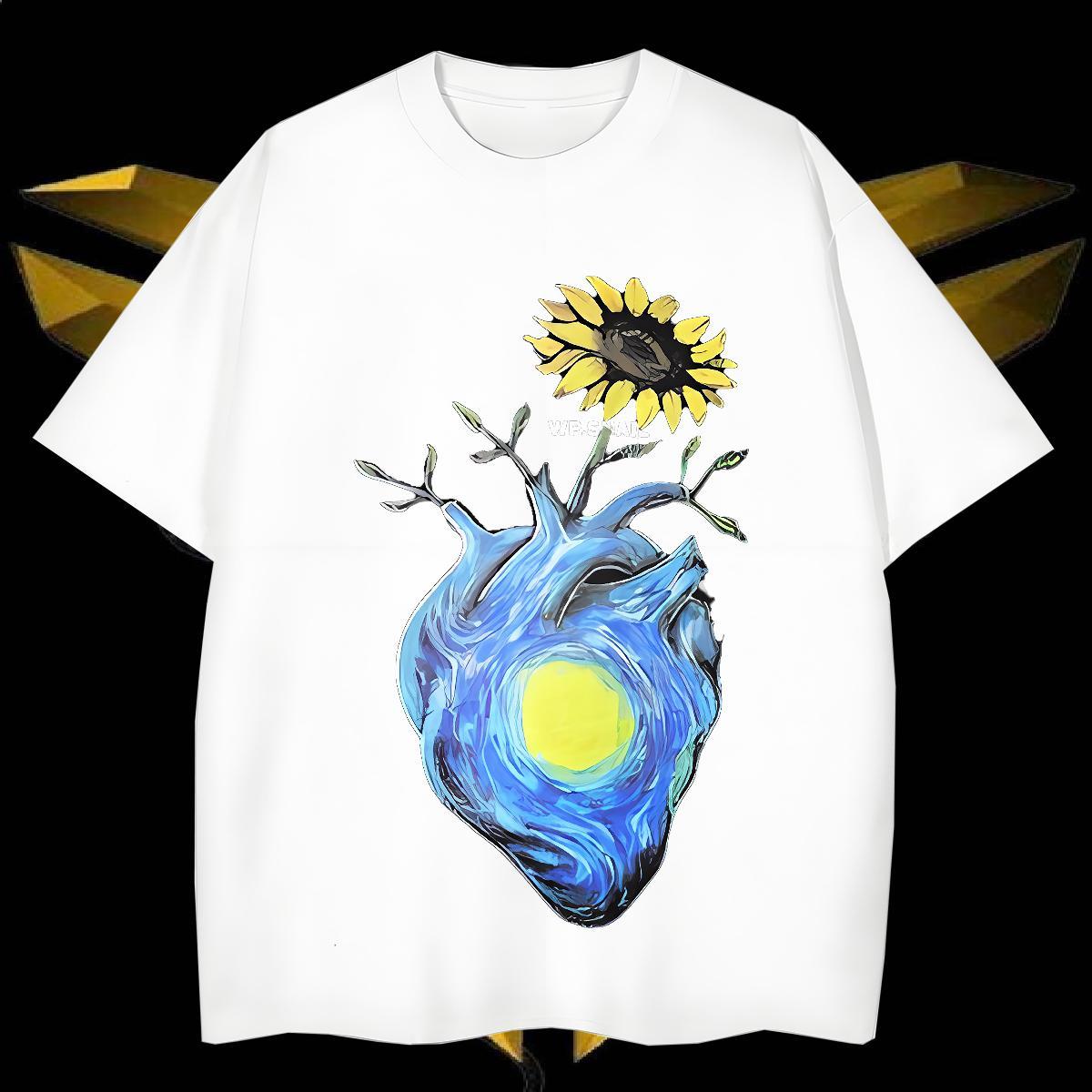 T-Shirts 230g Pure Cotton flower Street Casual Round Neck Short Sleeve DIY Men Tees Custom Classic Clothings