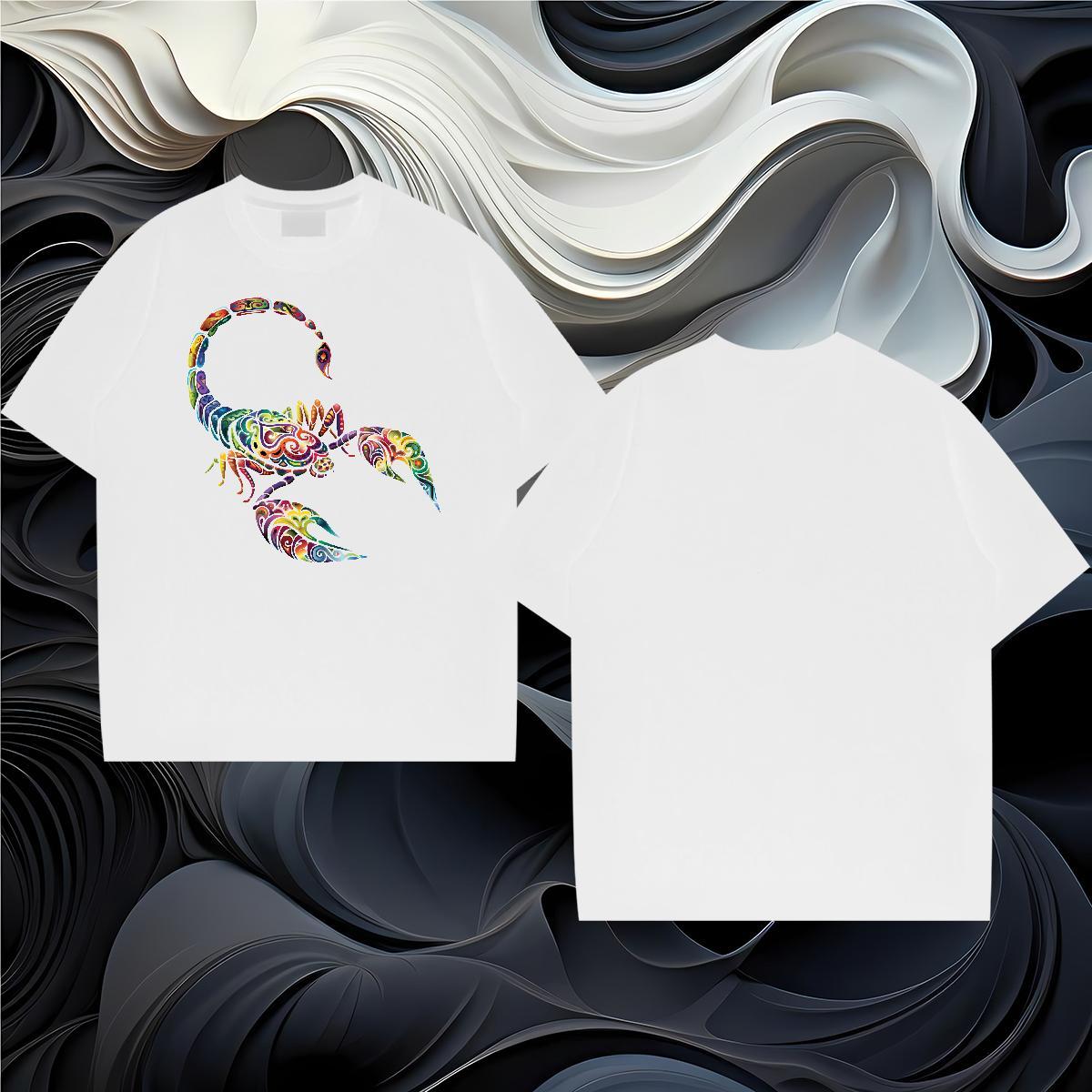2024 T-Shirts for Men 230g Pure Cotton scorpion Daily Wear Tops Breathable Short Sleeve Free Shipping Mens Tshirts Oversized
