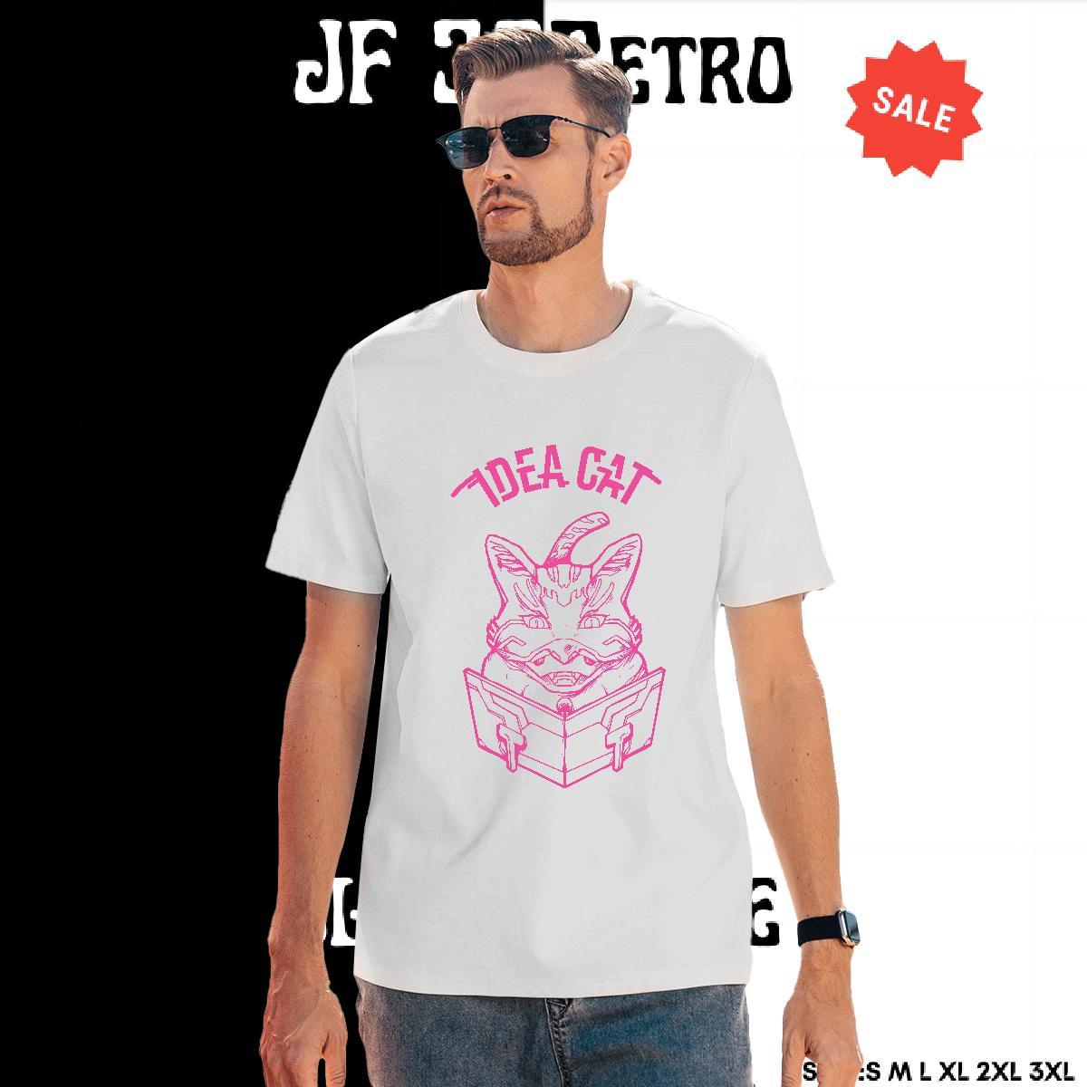 Cool Men Tees 230g Pure Cotton cat Man T Shirts Street Casual Crew Neck Breathable White Plus Size Fashion Tees Shirts