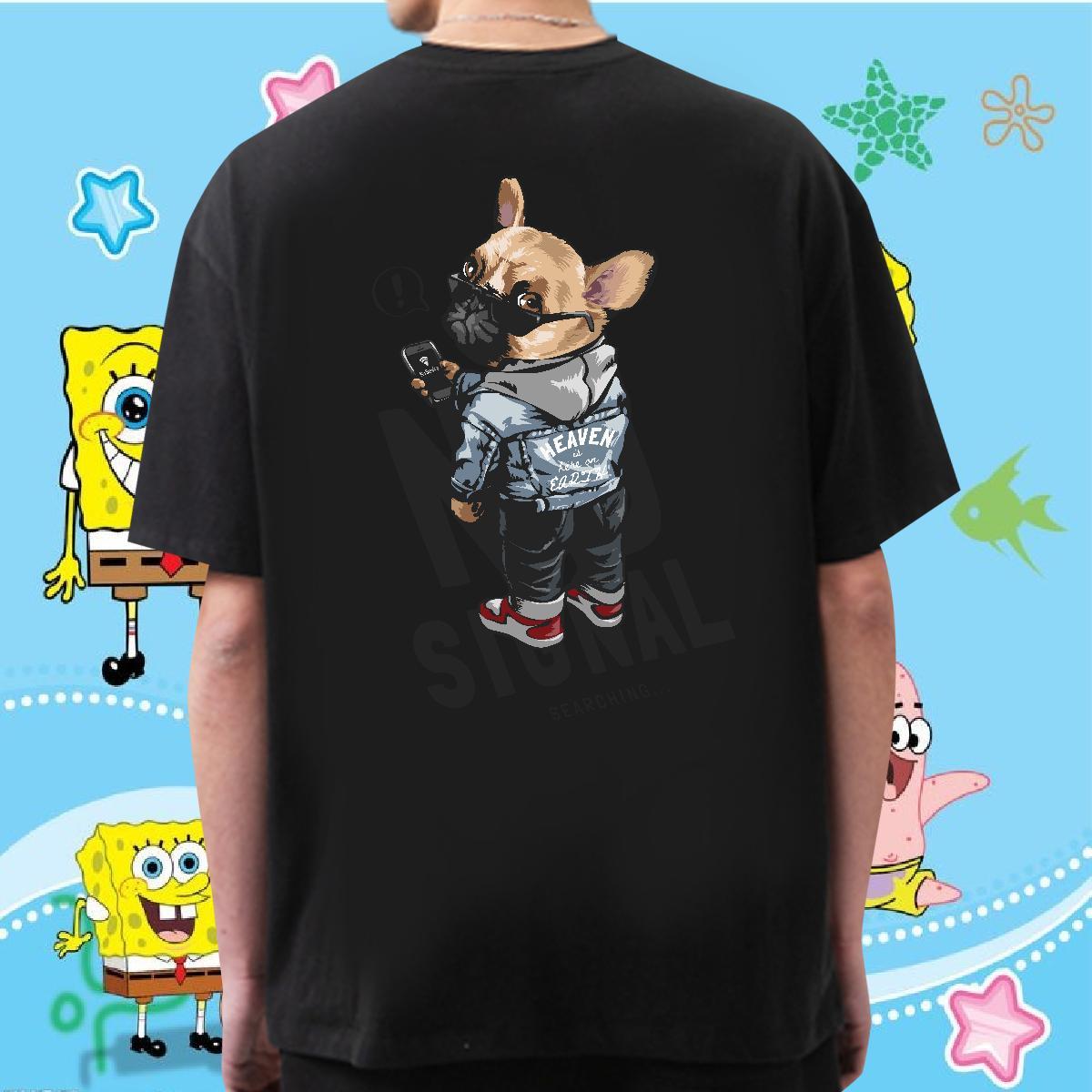 DIY Customized Mens T Shirts 230g Pure Cotton dog Street Wear Tees Shirts Breathable Soft Free Shipping Men Clothes T-Shirt Customized Print