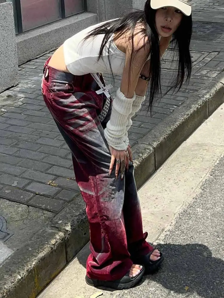 Trendy Street Straight Wide Leg Pants Fashion High Street Baggy Jeans Harajuku Style Hip Hop Y2k Trousers Y2k Pants Streetwear 240806