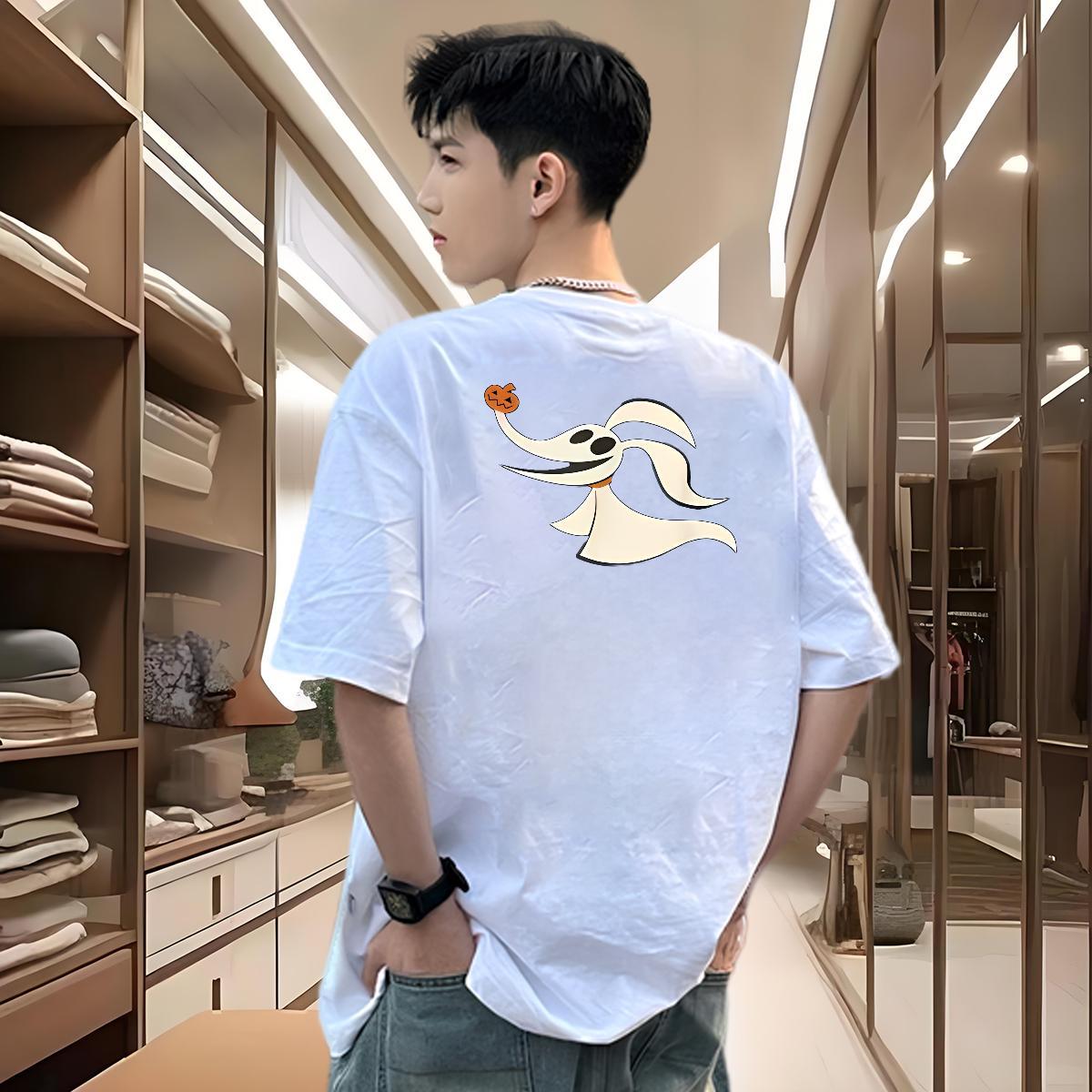 Designer T shirt 230g 100% Cotton halloween Street wear Hip Hop Tees Round Neck Short Sleeve High Quality Men Tees Skull