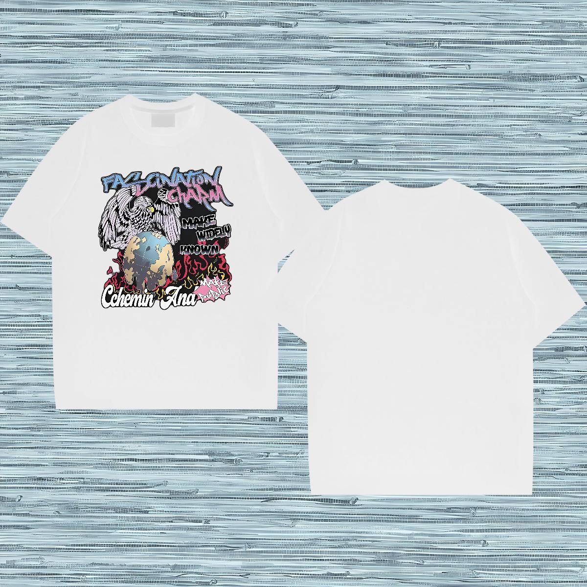 DIY Customized T Shirt For Man 100% Cotton 230g eagle Hip Hop Street Tops Breathable Crew Neck Cool Men Tops Tees DIY Anime