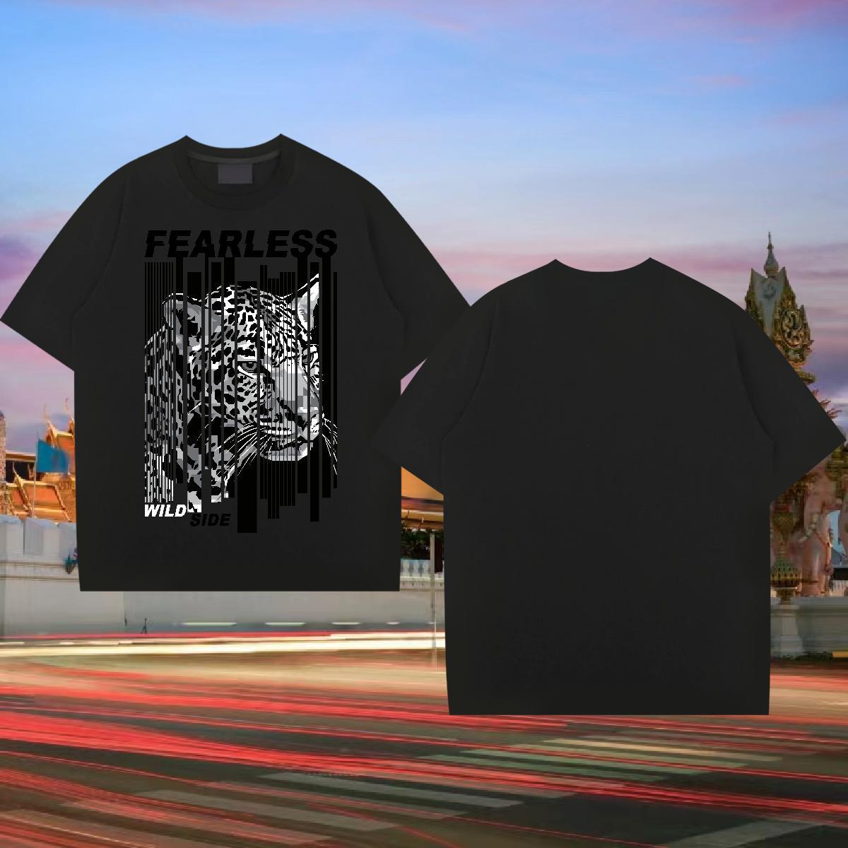 Custom T-Shirts for Men 230g Cotton leopard,letter,line Casual Daily Wear Tops Short Sleeve Soft Loose Tshirts Asian Size