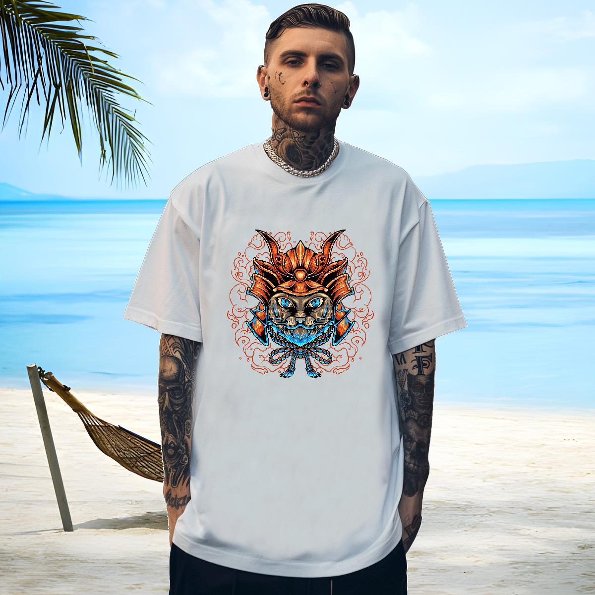 Popular Men Tees 230g Cotton cute T shirt Beach Breathable Anime Print 2024 Designer Polos
