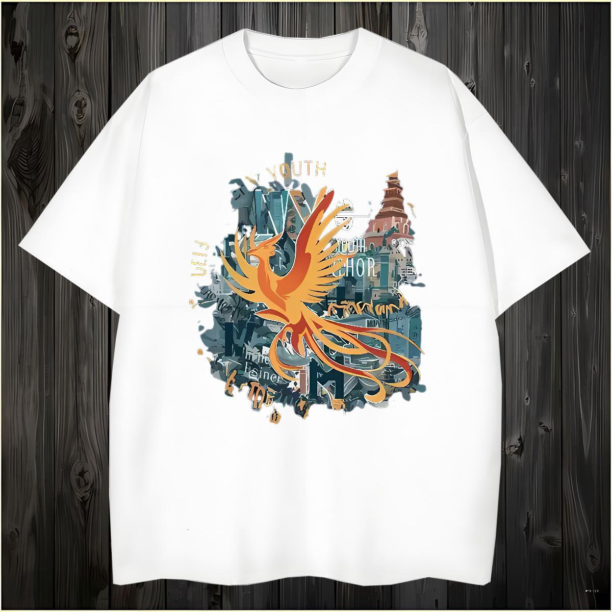 Designer Fashion Mens T Shirts 230g Cotton bird Hip Hop Street Clothes Breathable Soft Men Tees DIY Printed