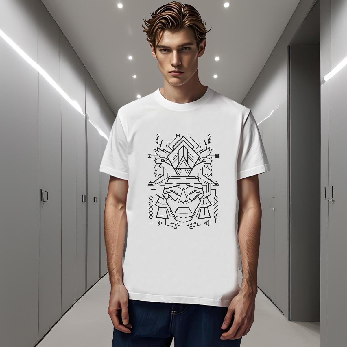 T shirt 230g Cotton Geometric line Beach Short Sleeve O-Neck Custom Anime Couples T Shirts DIY Customized Brand Tee Shirt