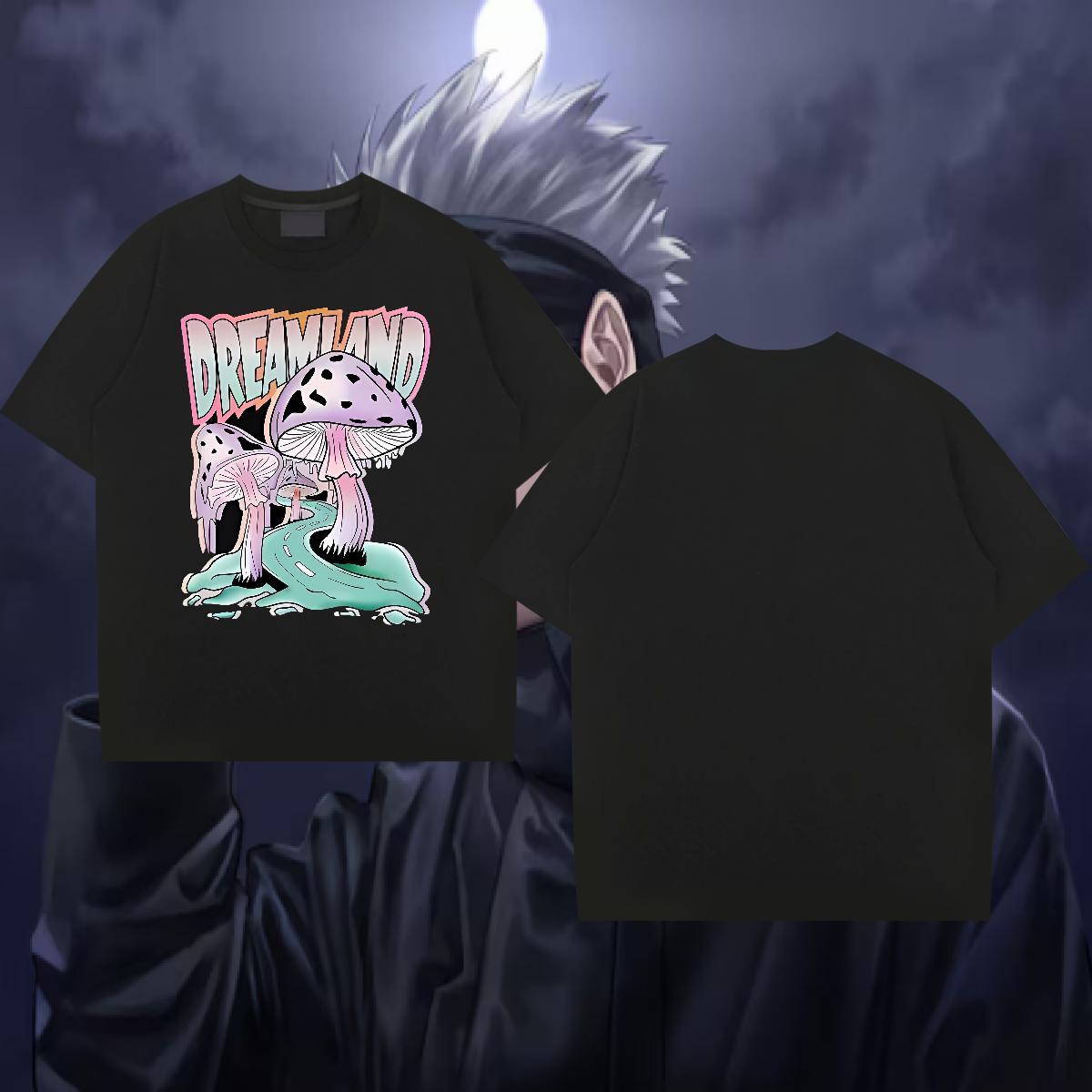 New Man T Shirts 230g Pure Cotton mushroom Anime Printing Street Tops Shirt O Neck Short Sleeves Popular Men Tops Tees Custom Print Plus Size