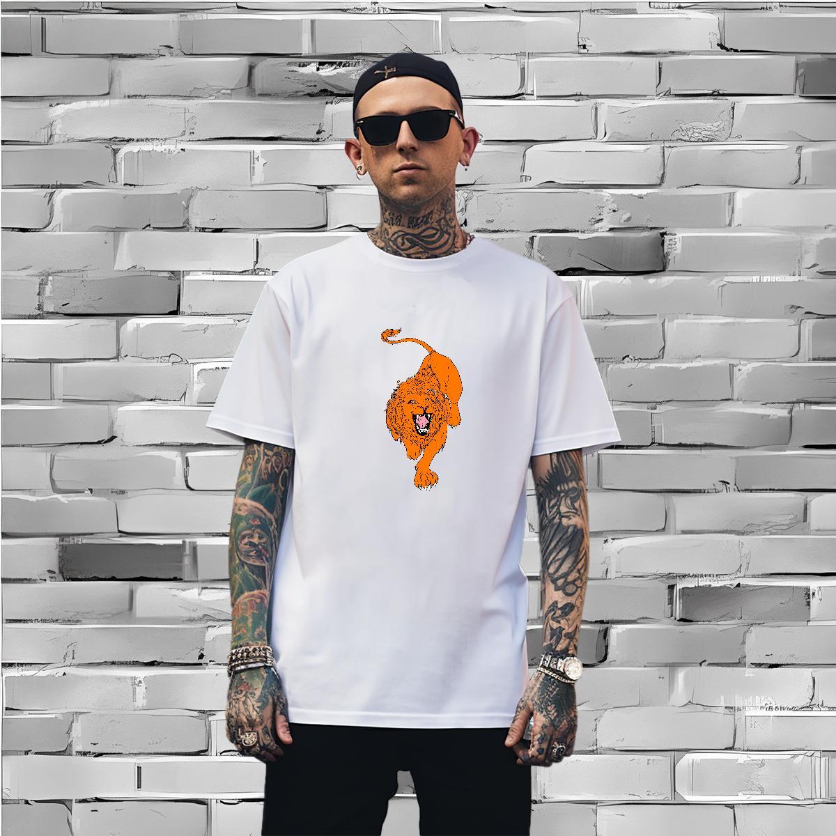 T-Shirts 230g Pure Cotton tiger Casual Daily Wear Breathable Short Sleeve Custom Cartoon Couples T Shirts 2024 Summer Cool Tee Shirt