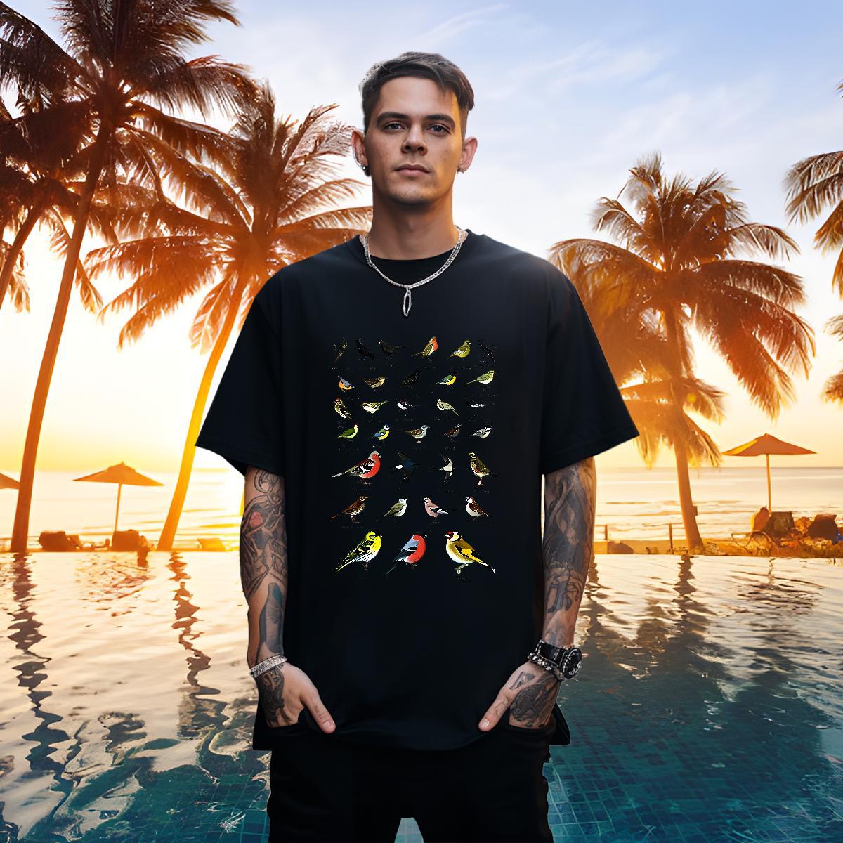 Brand Men Tshirts 100% Cotton 230g bird T-Shirts for Men Daily Wear Crew Neck Breathable Oversized 3XL 4XL 2024 Summer Tops