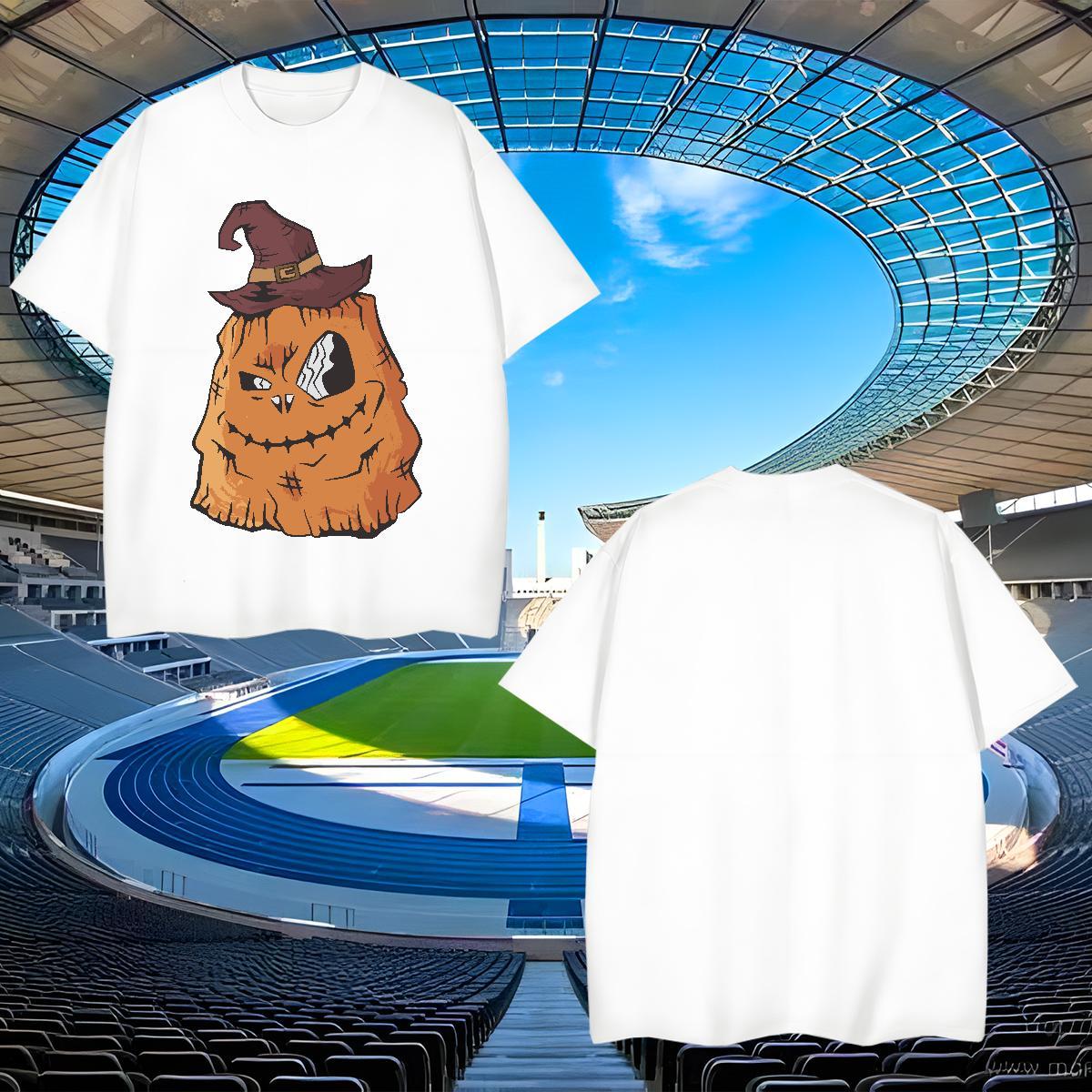 Cool Tshirts 230g 100% Cotton pumpkin T-Shirts for Men Anime Printing Street Breathable Soft White Plus Size 2024 Designer Polos