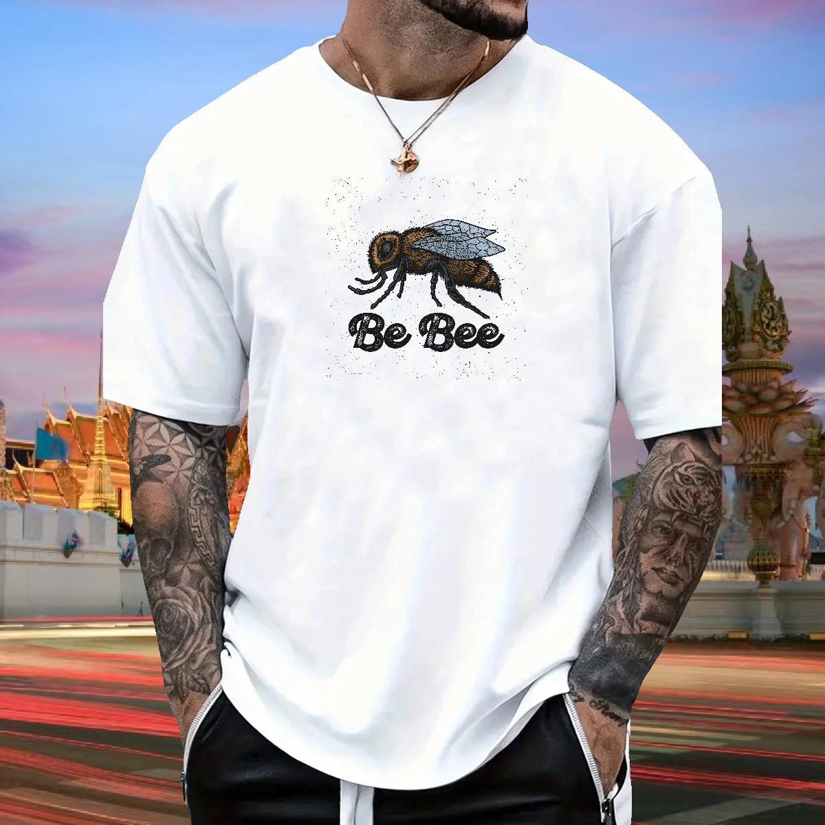 New Arrival Man T Shirts 230g Cotton bee Anime Printing Street Wear Short Sleeve O-Neck High Quality Couples T Shirts Floral Print