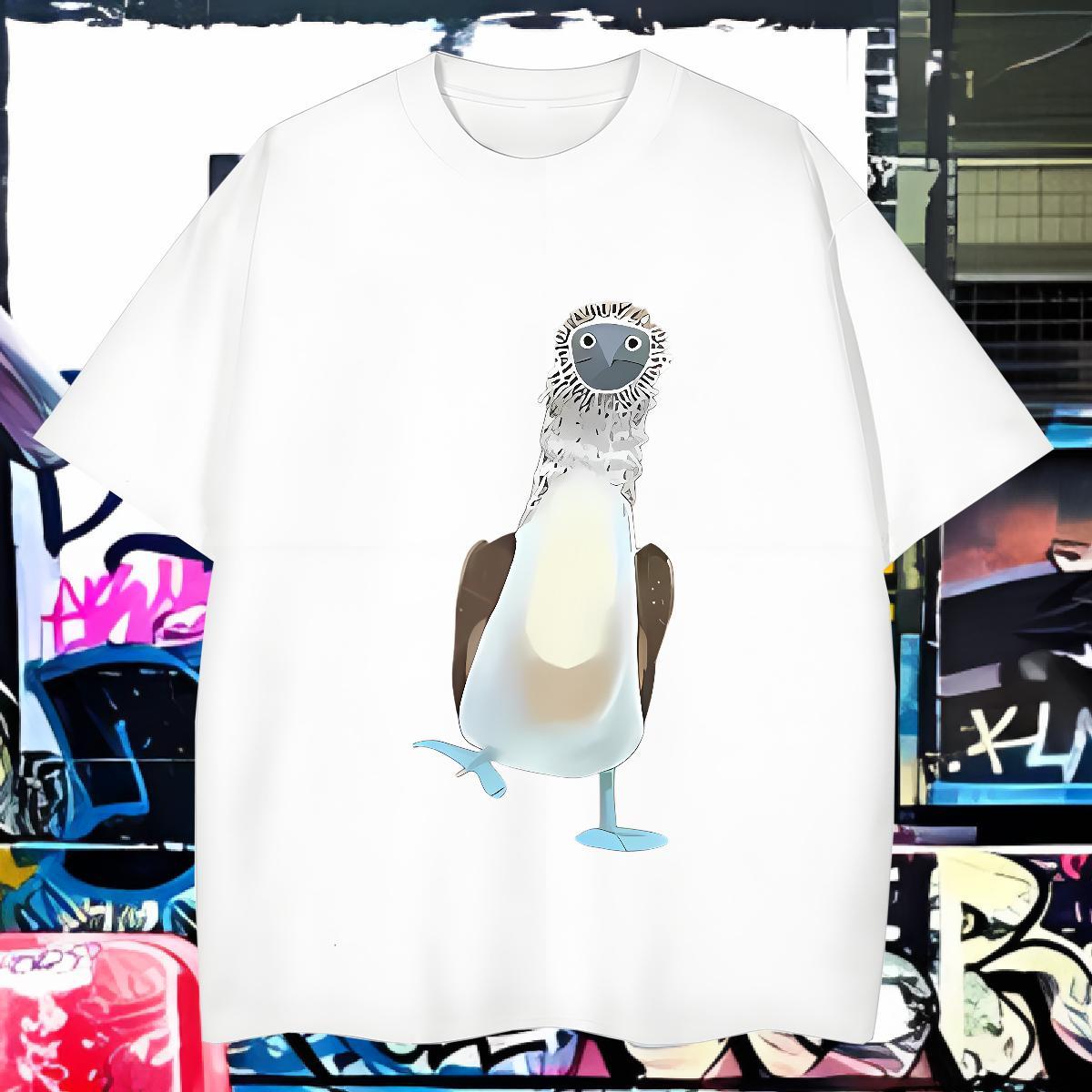High Quality Men Clothes T-Shirt 230g 100% Cotton bird Mens T Shirts Daily Outfit Crew Neck Cartoon Printing L-4XL Fashion Tops