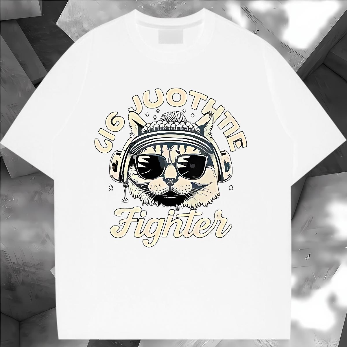 Lady T Shirts Women Breathable Short Sleeve Women Tshirts White Plus Size cat Hip Hop 230g Pure Cotton DIY Tees