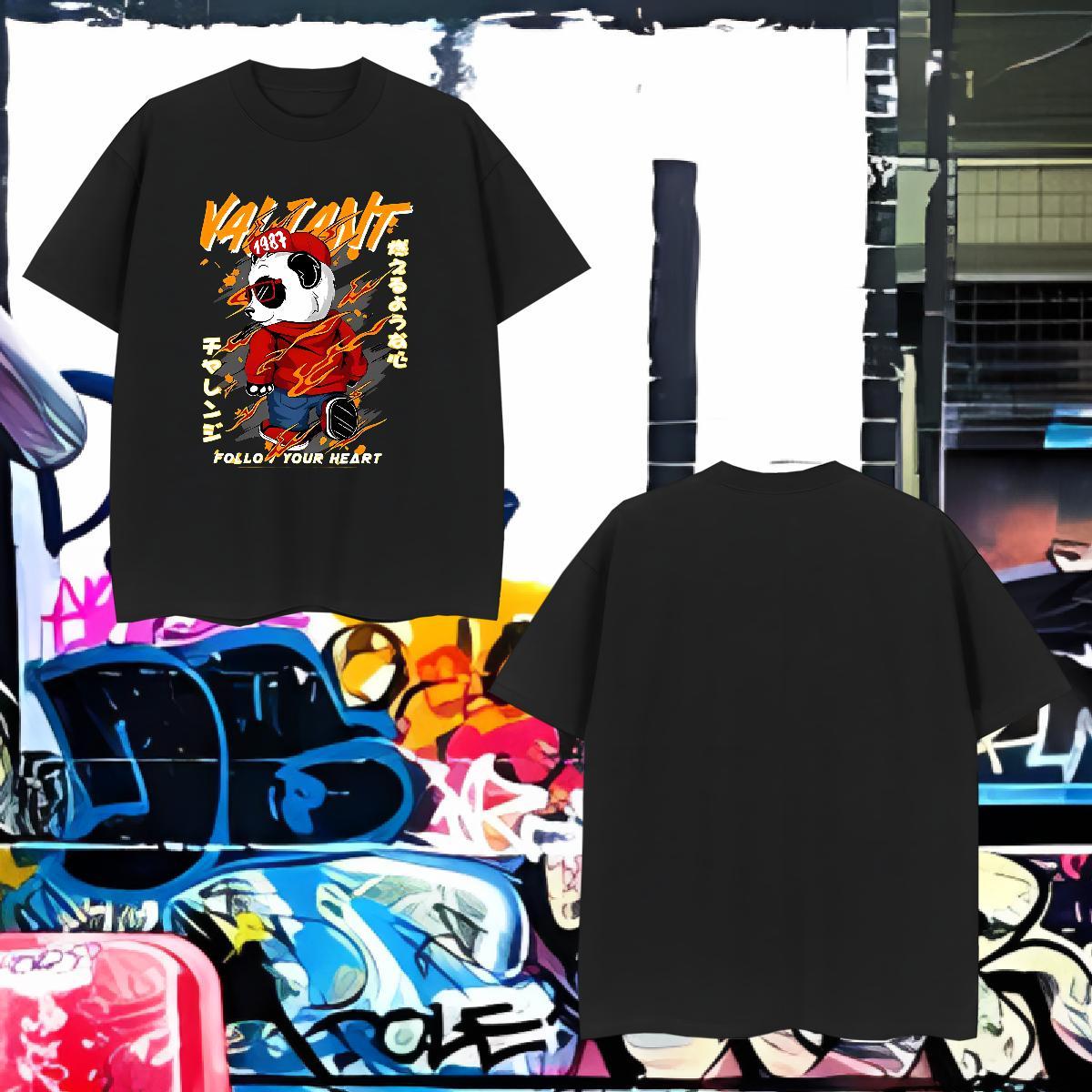 Wholesale Tshirt for Man Woman 100% Cotton 230g panda Man T Shirts Beach Breathable Short Sleeve Custom Print Oversized Classic Tops Shirt