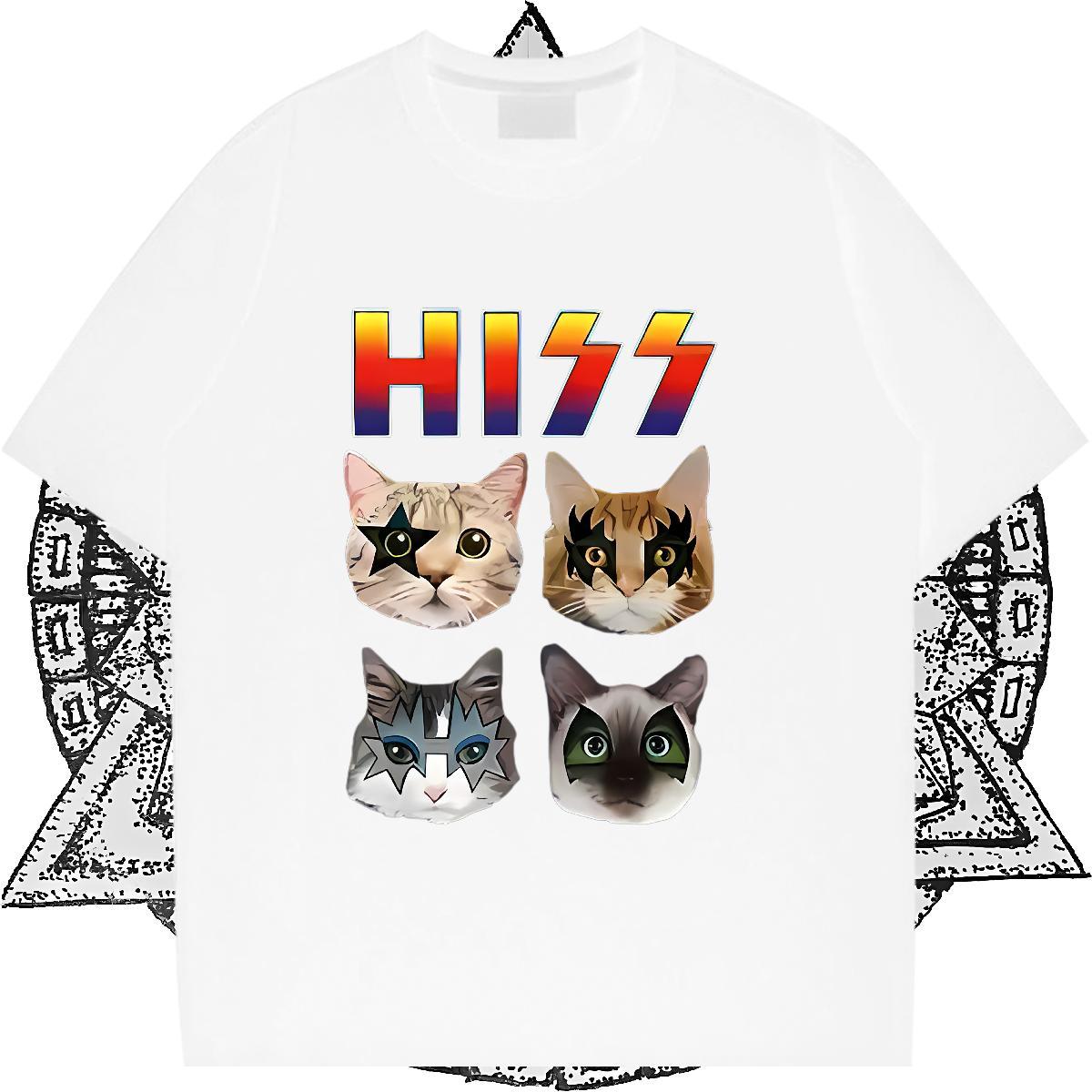 2024 DIY T-Shirts for Men 230g Cotton cat Casual Tops Shirt Breathable Short Sleeve Unisex Men Tshirts Custom Cartoon
