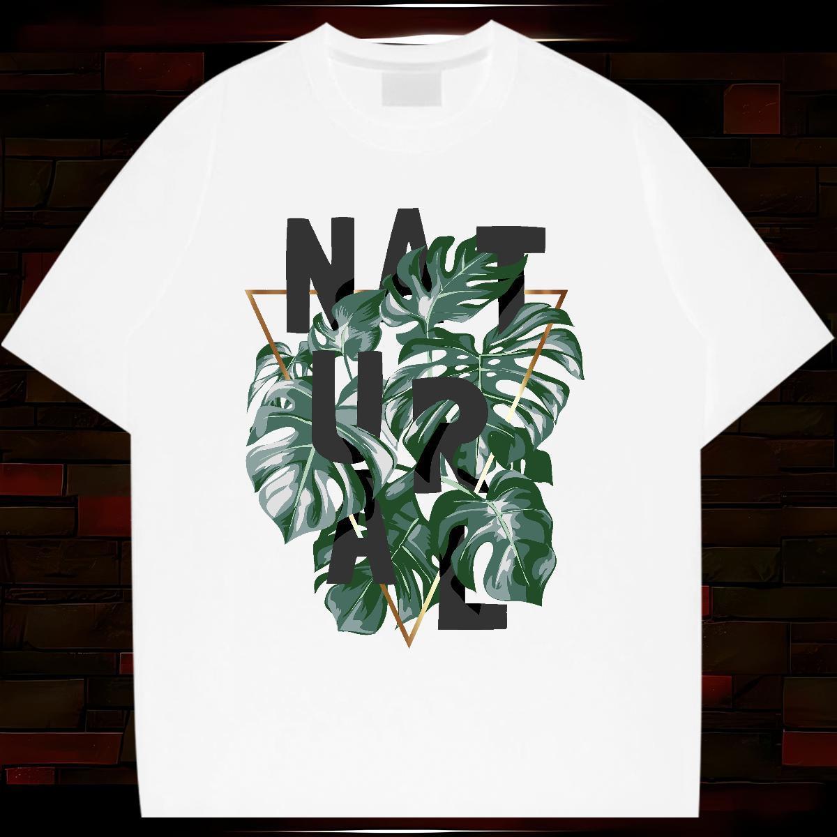 2024 Summer T-Shirts for Men 230g Pure Cotton tree Casual Beach Tops Breathable Crew Neck High Quality Mens Tshirts Cartoon Printing L-4XL