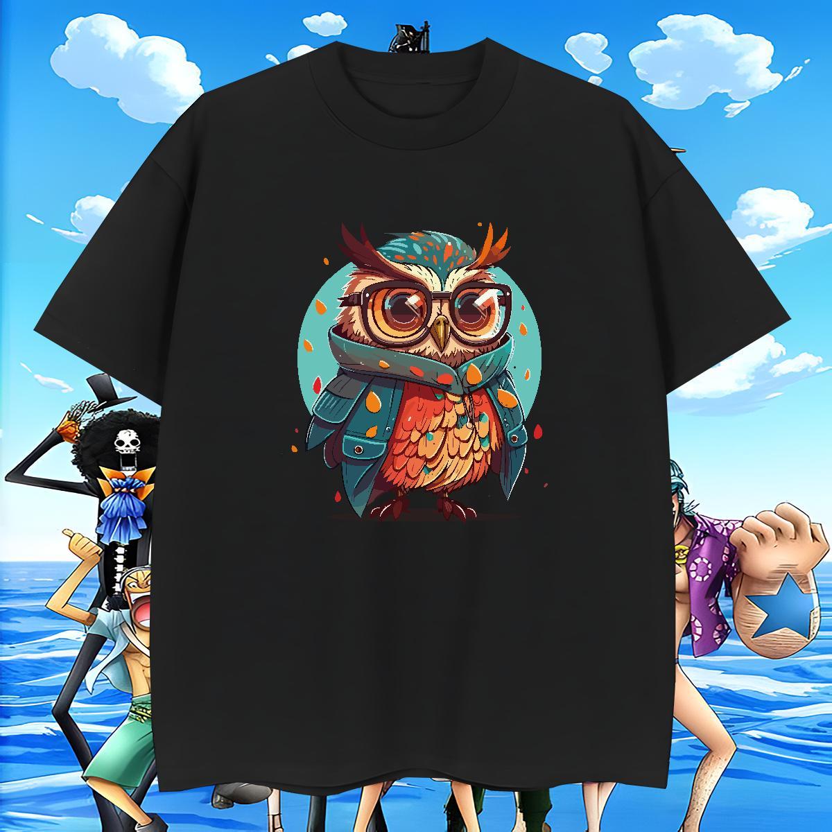 Cool Couples T Shirts 230g Cotton Spring Summer Owl Anime O-Neck Short Sleeve Free Shipping Man T Shirts Clothes