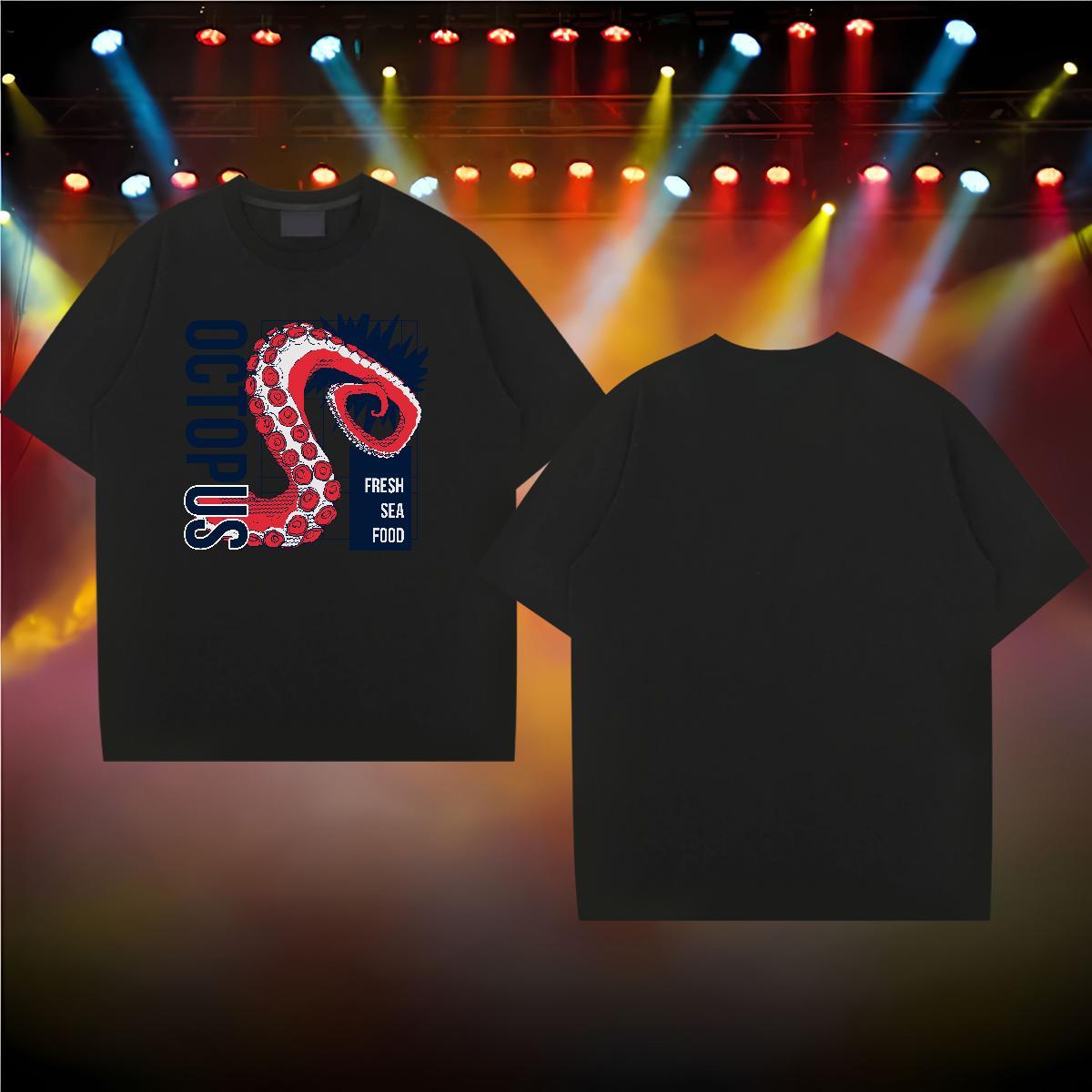 Classic T-Shirts for Men 230g Cotton octopus tentacle Outdoor Tee Shirt Breathable Crew Neck Cool Design Men Tshirts Custom Big Size