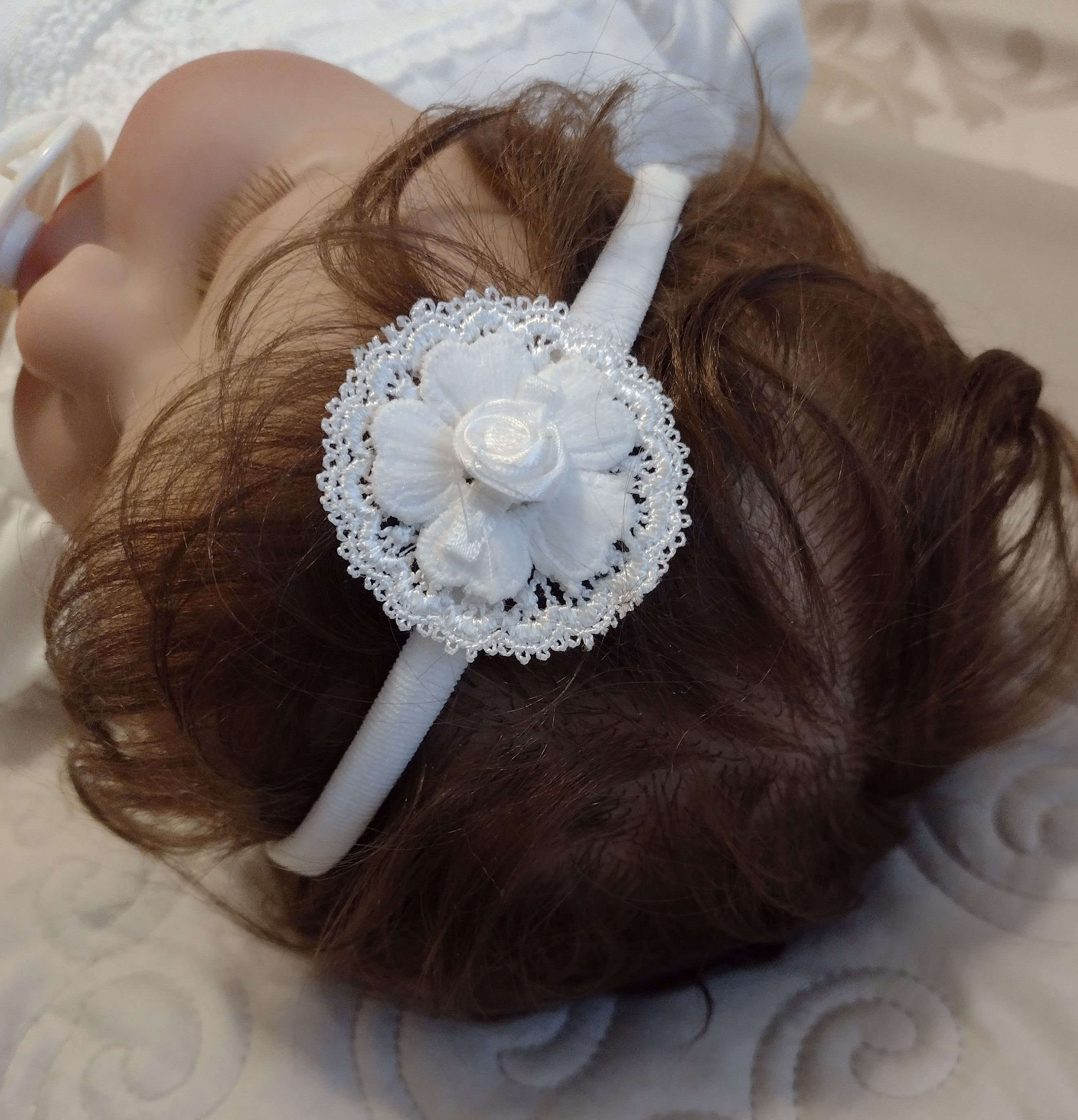 Classic First Communion Gown For Baby O Neck Lace Tulle Christening Dresses For Newborns Short Sleeve Appliques Kid Formal Wear Baptism Dress With Hat