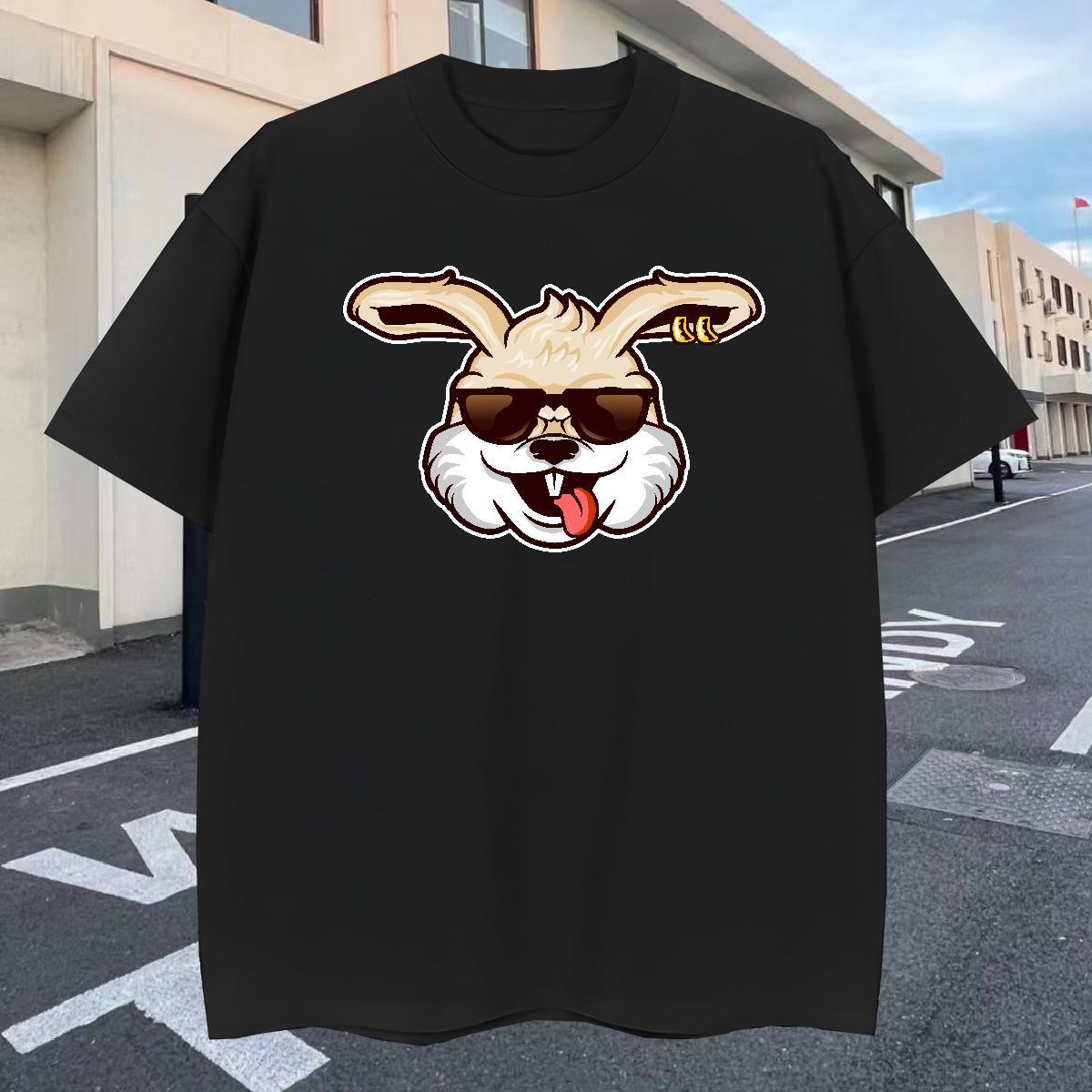 High Quality Men Tees 230g Cotton Street wear Hip Hop rabbit Graphic Pure Cotton Free Shipping Men T Shirts Clothes