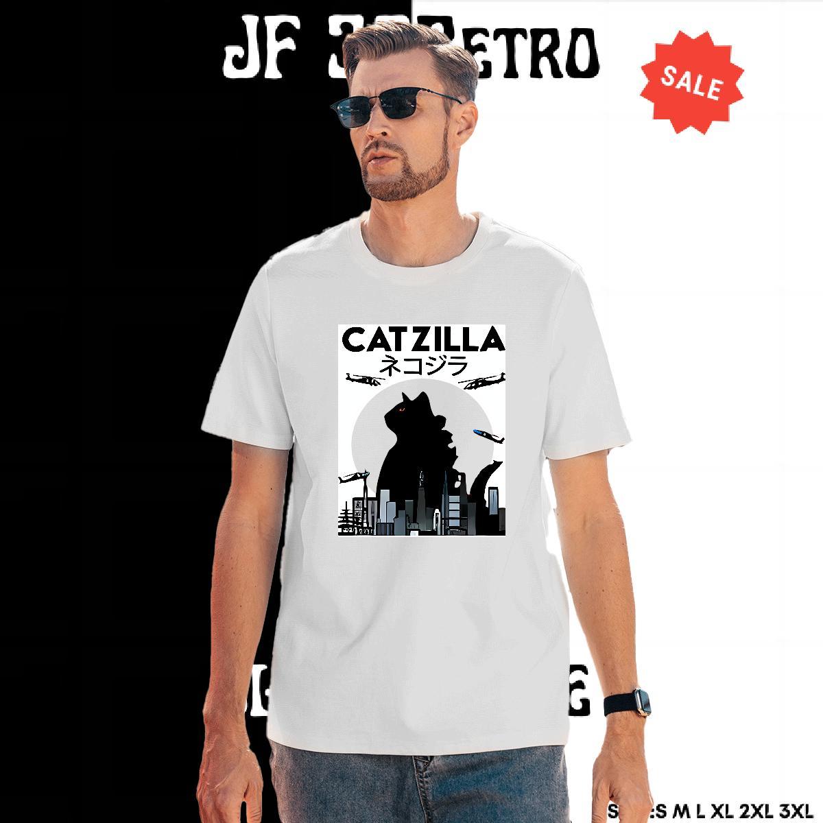 Loose Mens Tshirts 230g 100% Cotton cat T-Shirts for Men Hip Hop Street Round Neck Short Sleeve Custom Print Plus Size Fashion Tops