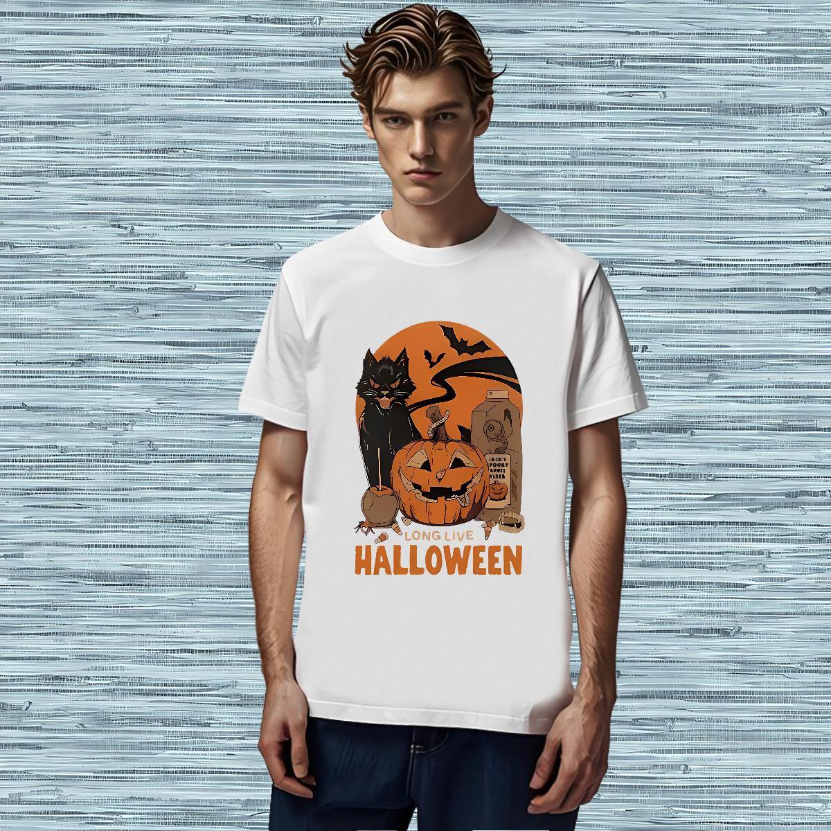 2024 Summer T Shirts Men 230g Cotton pumpkin Casual Tops Shirt Breathable Crew Neck Popular Men Tops Tees Plus Size Custom