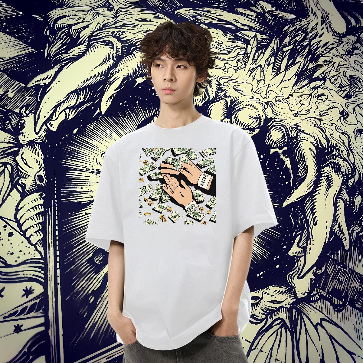 Brand Couples T Shirts 230g Pure Cotton Home Outdoor dollar Customized Crew Neck 2024 DIY T-Shirts for Men Tops