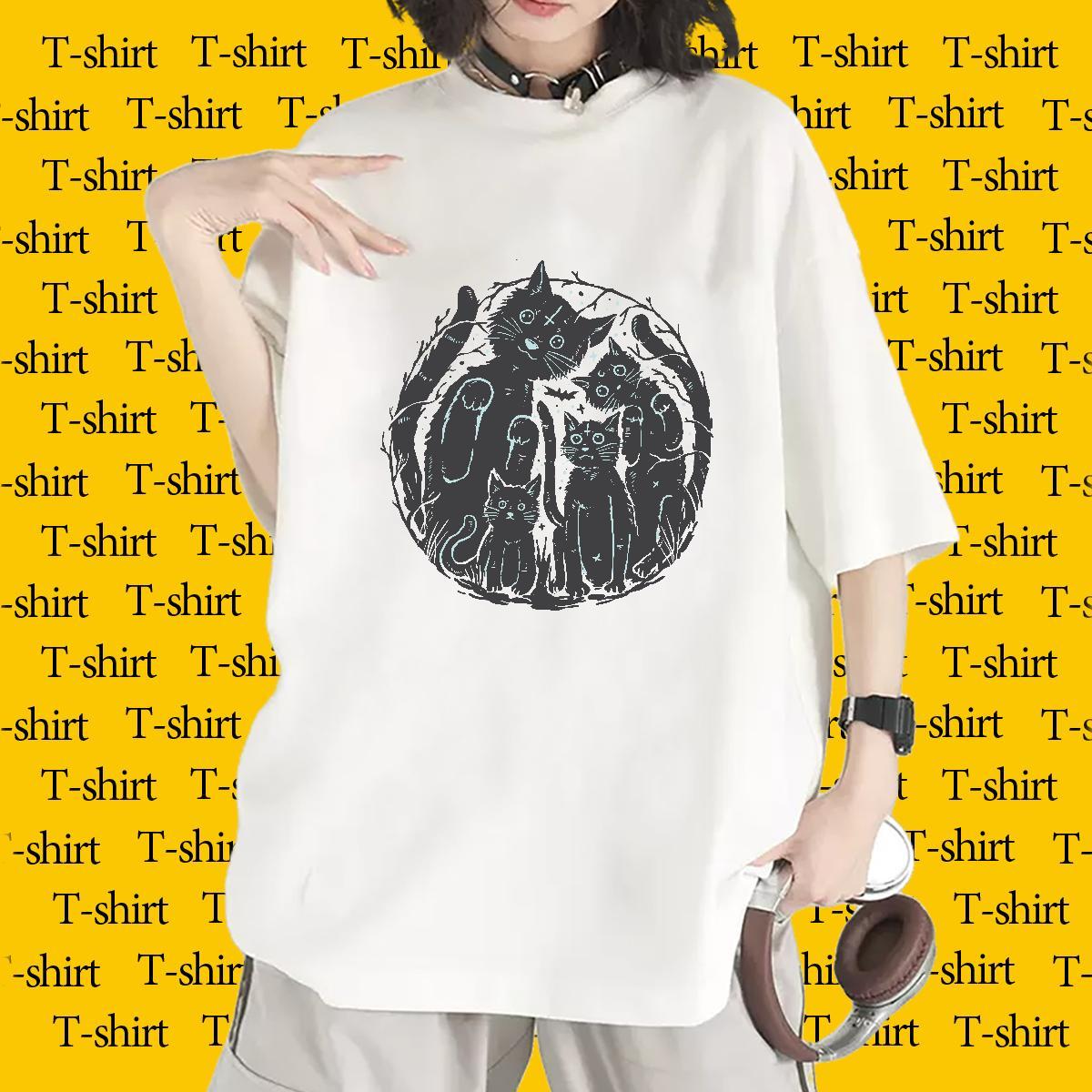 Unisex T Shirt For Woman Breathable Soft Tshirt for Man Woman DIY Anime cat Hip Hop 230g Cotton 2024 Top Shirts