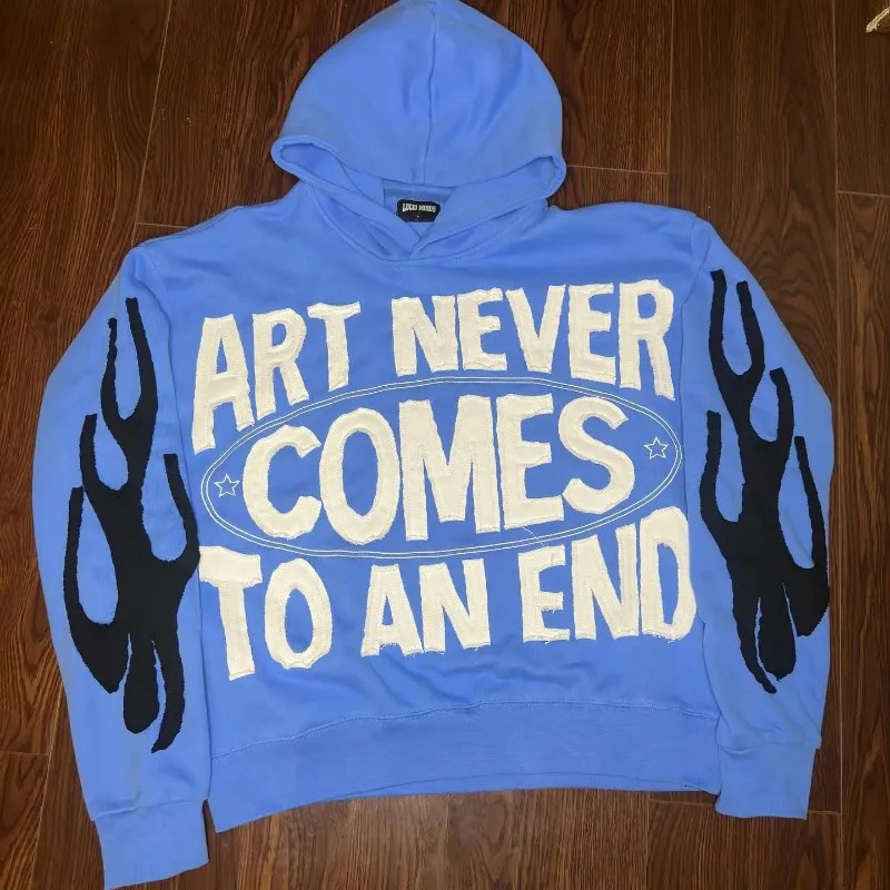 American fashion goth trend letter pattern oversized hoodie mens retro casual versatile loose longsleeved couple sweatshirt 240806