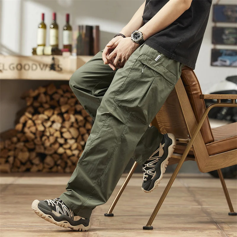 Casual Pants Man Summer Multiple Pockets Cargo Y2k Baggy Thin Trousers Outdoor Hiking Workout Streetwear 240806