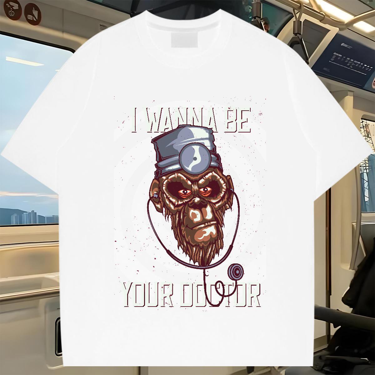 Wholesale T-Shirts 230g Pure Cotton chimpanzee Summer Casual Tops Shirt Breathable Soft Unisex Men Tshirts Oversized