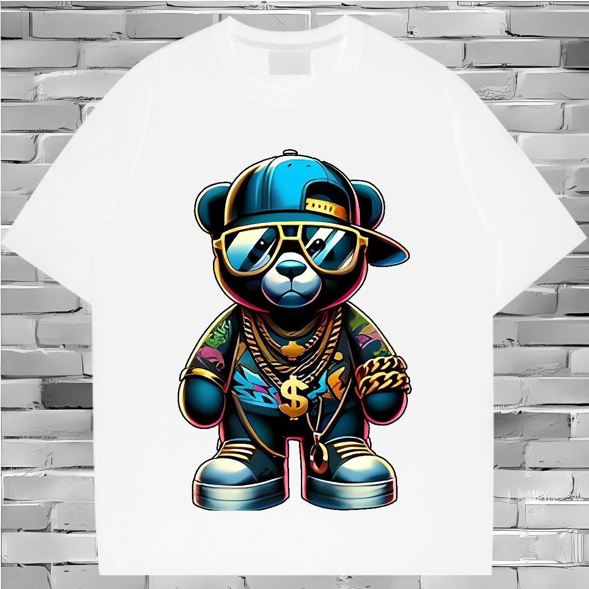 DIY Customized Mens T Shirts 230g 100% Cotton bear Daily Wear Clothes O-Neck Short Sleeve Cool Couples T Shirts Custom Anime