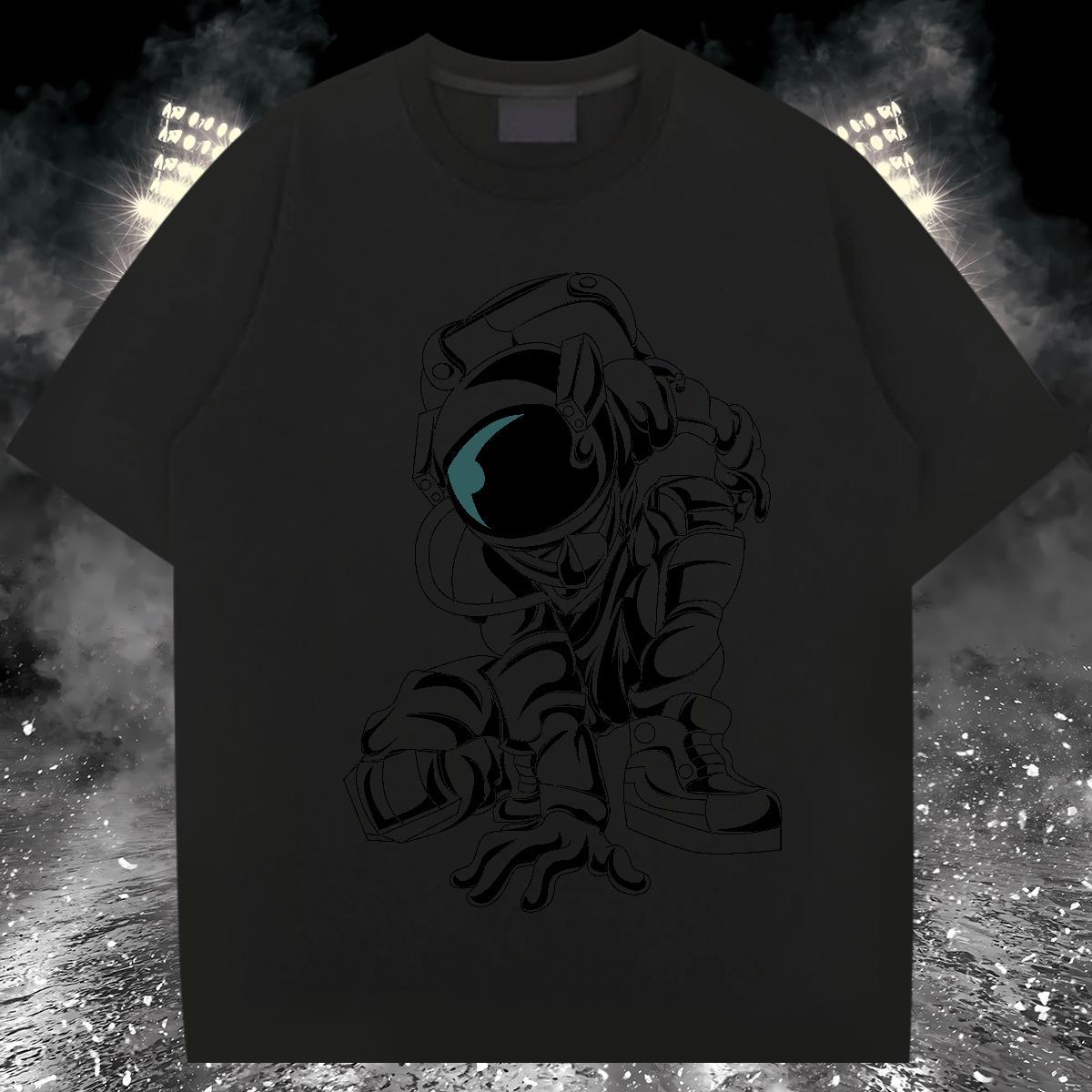 T Shirt For Man 100% Cotton 230g universe Beach Breathable Short Sleeve Custom Anime Tshirts Fashion Cool Design Tops Tees