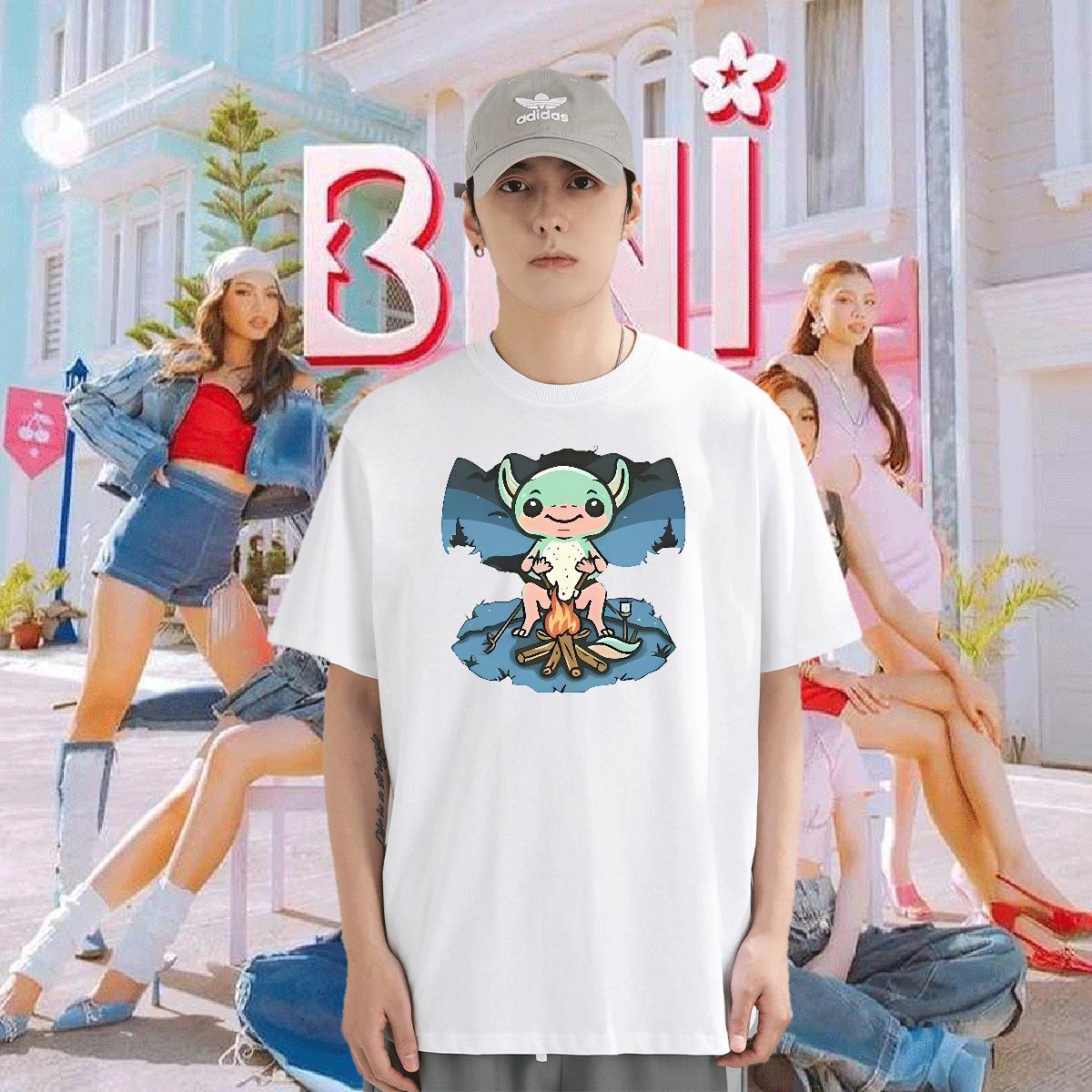 T shirt 230g Cotton cute Outdoor Round Neck Short Sleeve Black White Men Clothes T-Shirt 2024 Designer Loose Tees Shirts