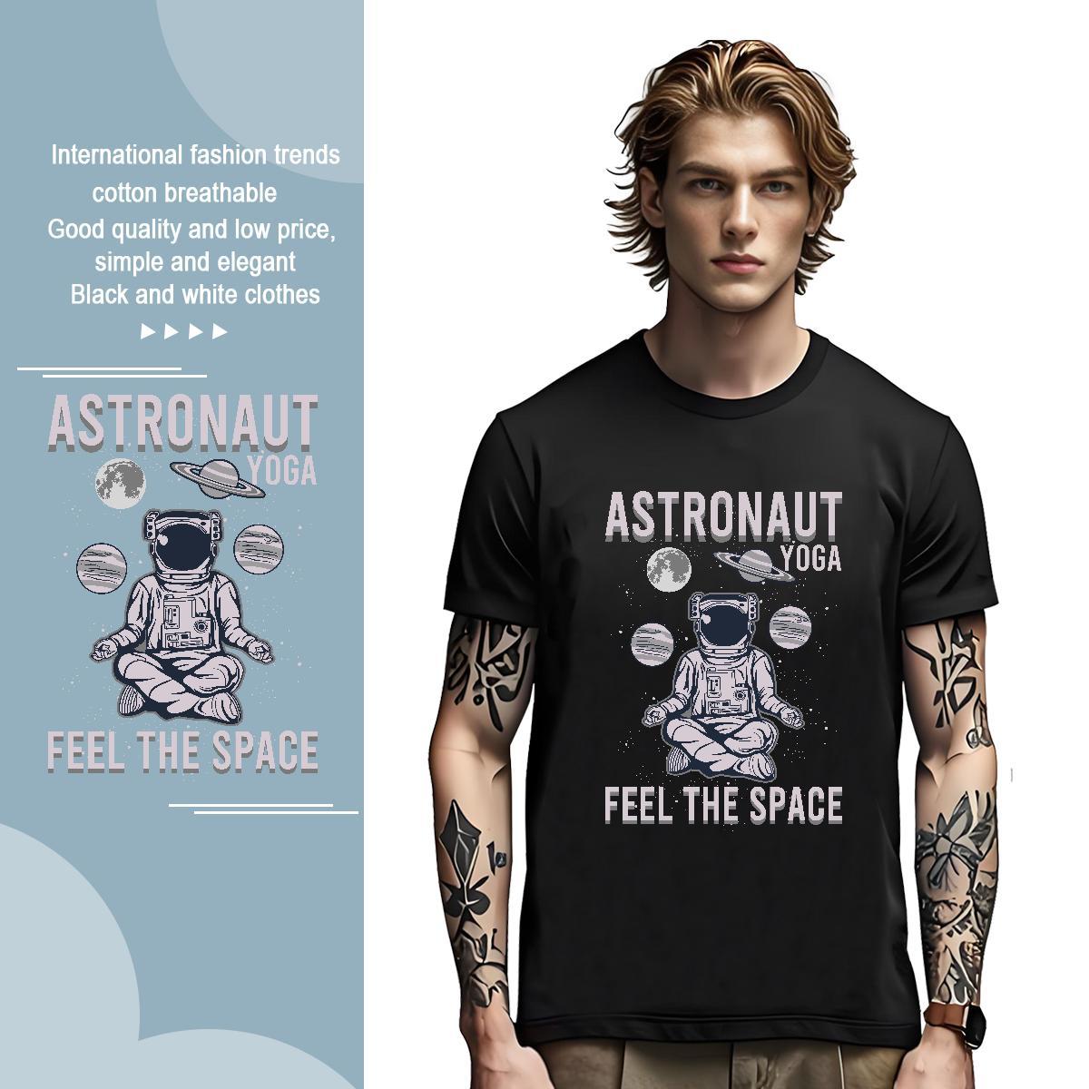 T-Shirts for Men 230g Pure Cotton cosmonaut Street wear Hip Hop O Neck Short Sleeves Custom Printing Mens Tshirts New Free Shipping Tops Shirt
