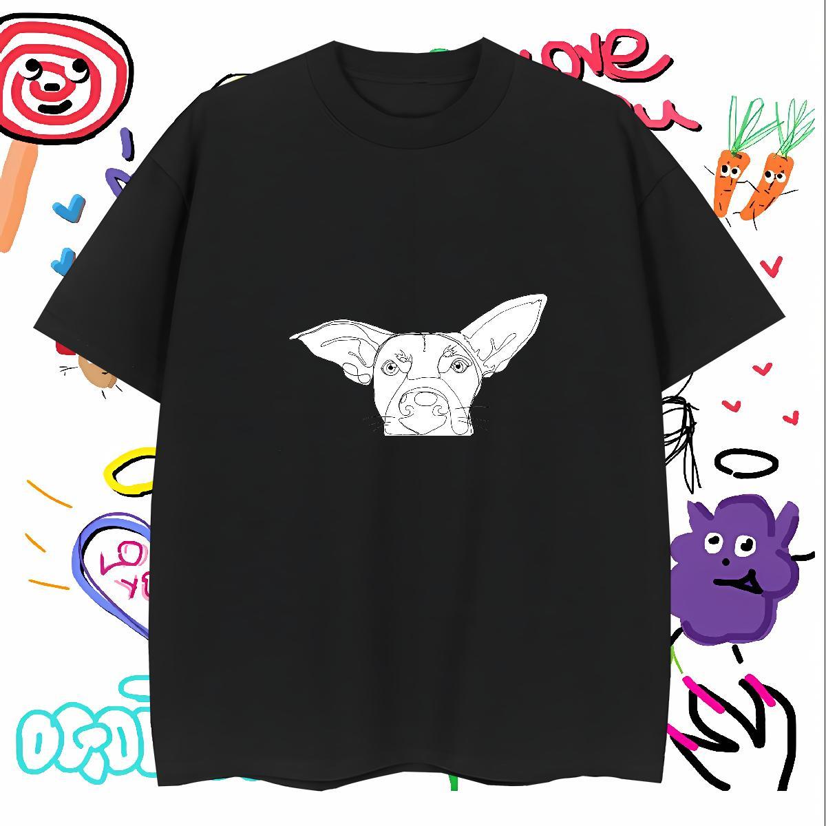 T-Shirts 230g 100% Cotton dog Hip Hop Short Sleeve Soft Custom Printing Men Tshirts Fashion Designer TOP Quality Wear