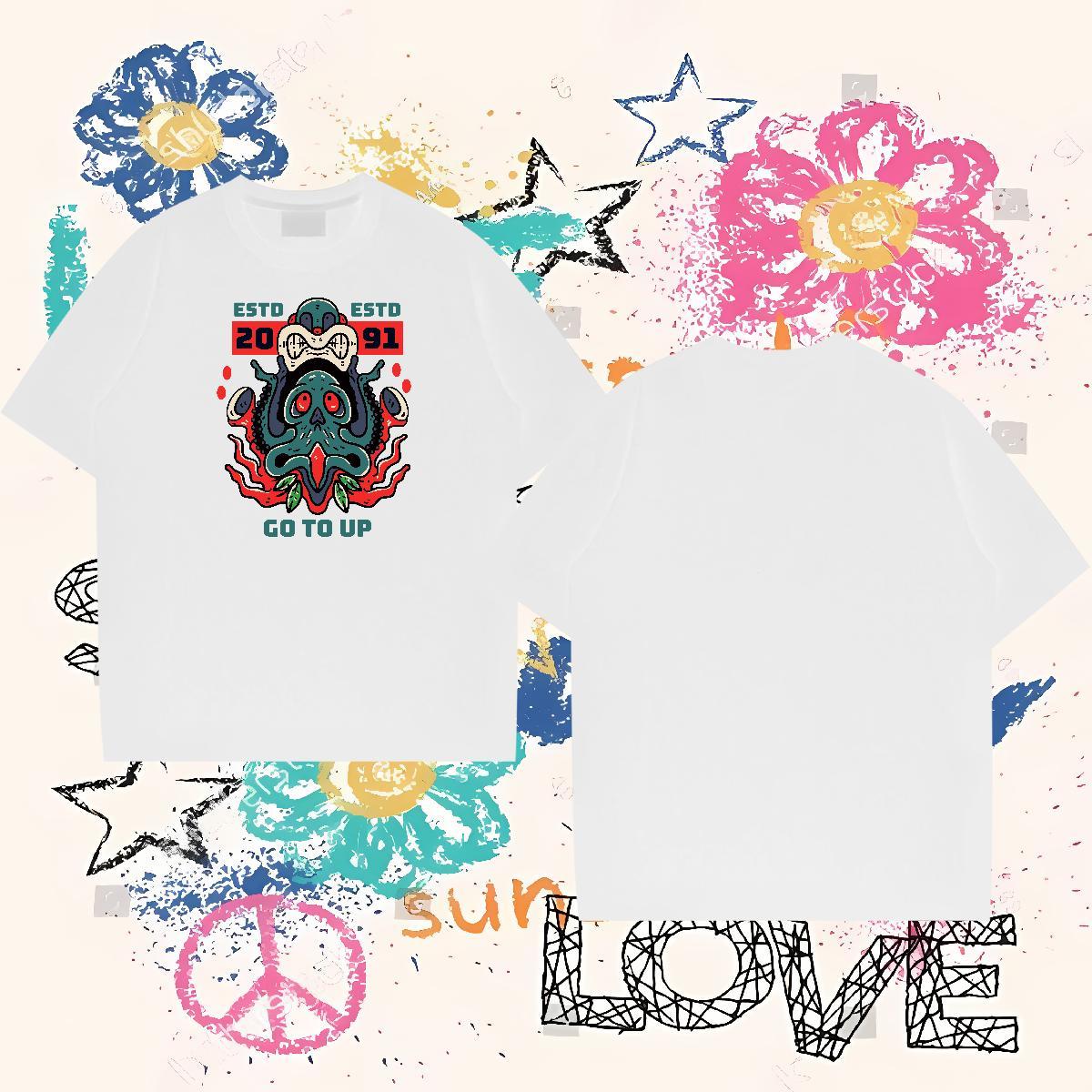 Customized Mens T Shirts 230g 100% Cotton octopus Hip Hop Tees O-Neck Short Sleeve Designer Tshirt for Man Woman Customized Print